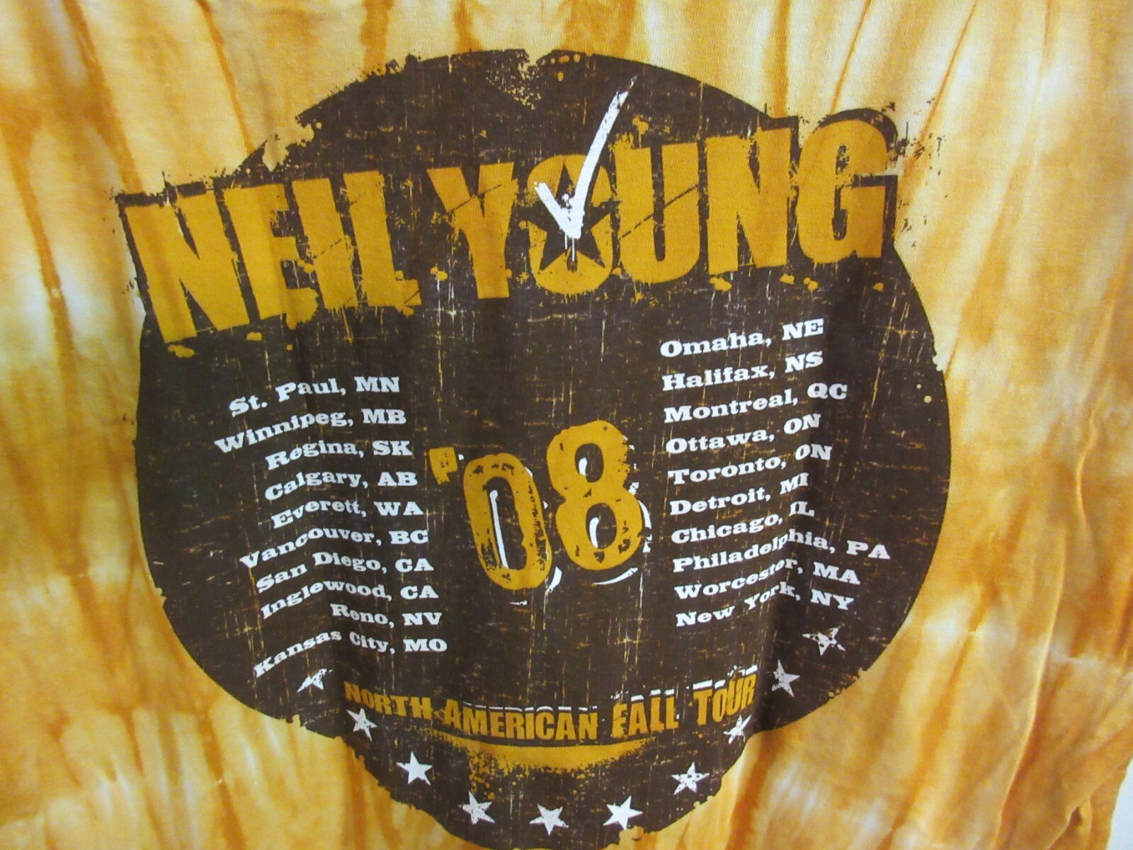 NEIL YOUNG OFFICIAL MERCH N.A. FALL TOUR 2008 CONCERT MUSIC SHIRT EXTRA LARGE