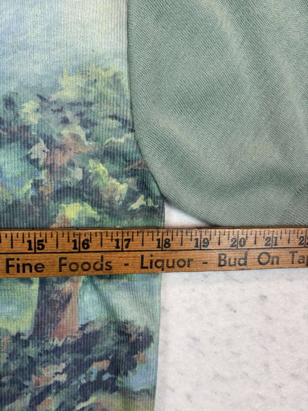 Vintage 70s Olympic Photo Print Collared V Neck Acrylic Shirt Size L Nature Tree