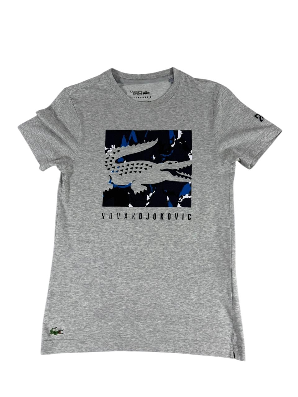 Lacoste Novak Djokovic Men’s XS Grey Cotton Crewneck Tennis T-Shirt