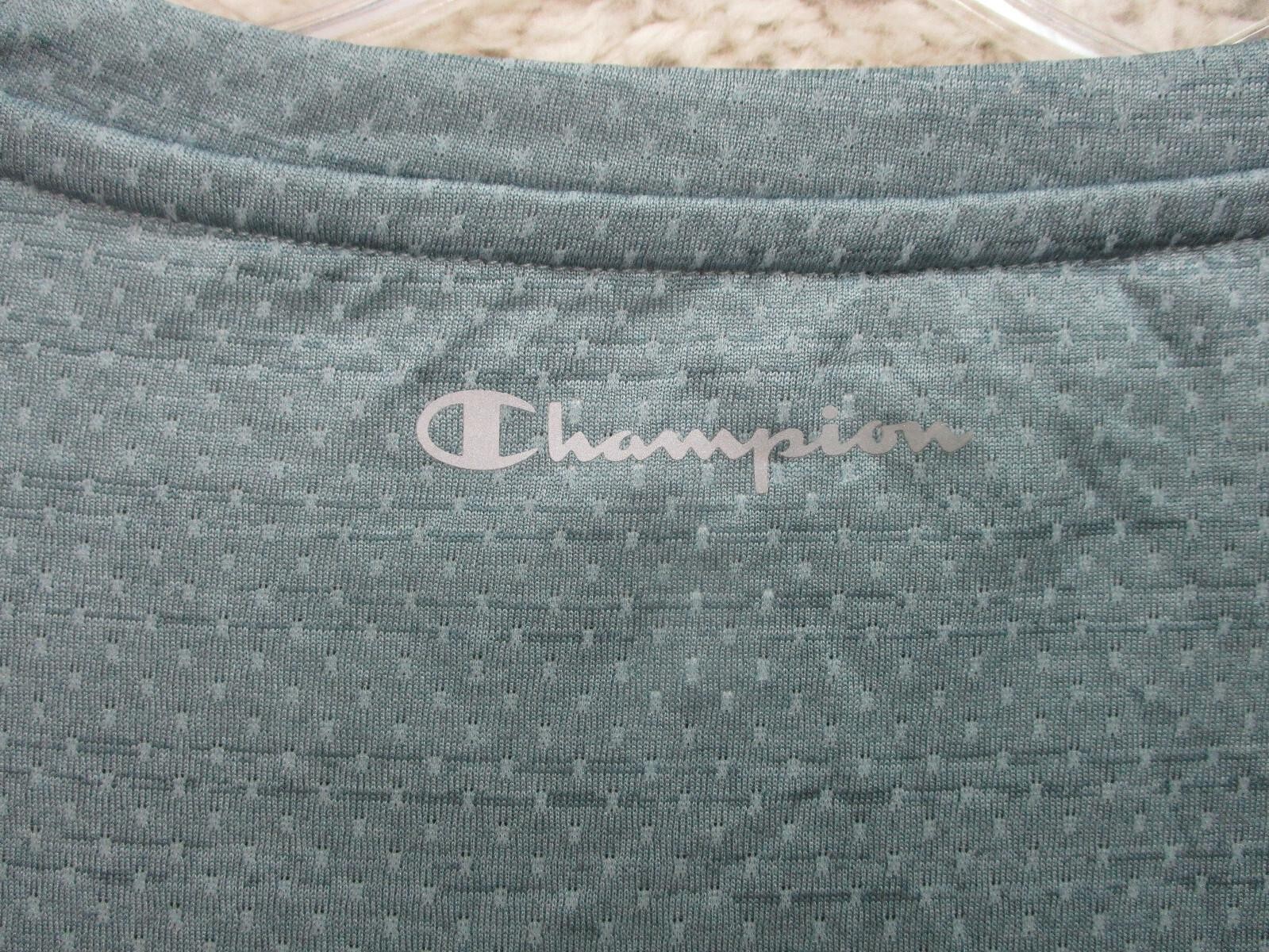Champion Shirt Medium Adult Blue Lightweight Stretch Logo Performance Gym Mens M
