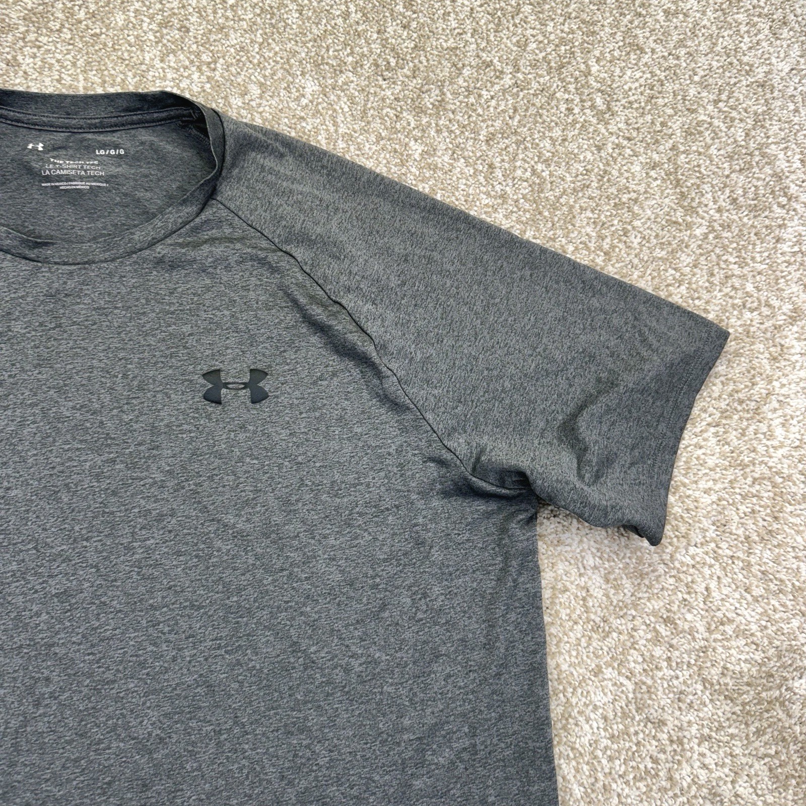 Under Armour The Tech Tee Shirt Mens Size Large Gray Short Sleeve Raglan 1326413