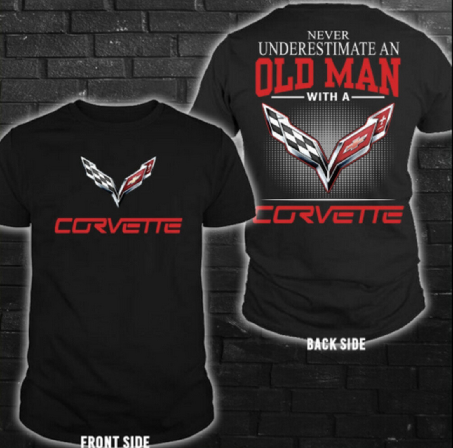 Corvette C7Z06Z07Never Underestimate An Old Man With A Men_s 3D T-Shirt Hot Gift