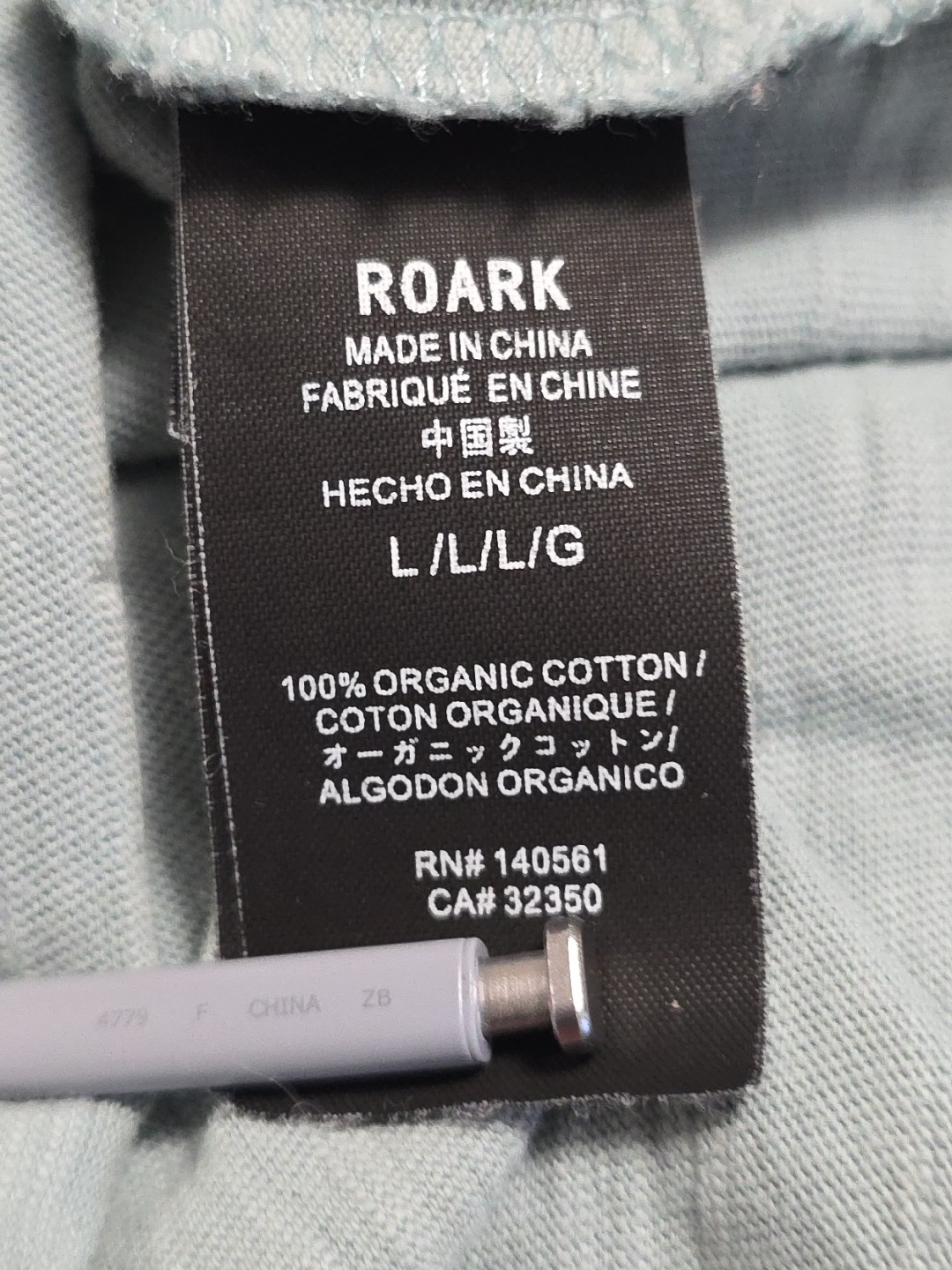 ROARK Light Heather Blue “Peace Mountain Hiker” Organic Cotton Tshirt Sz XL
