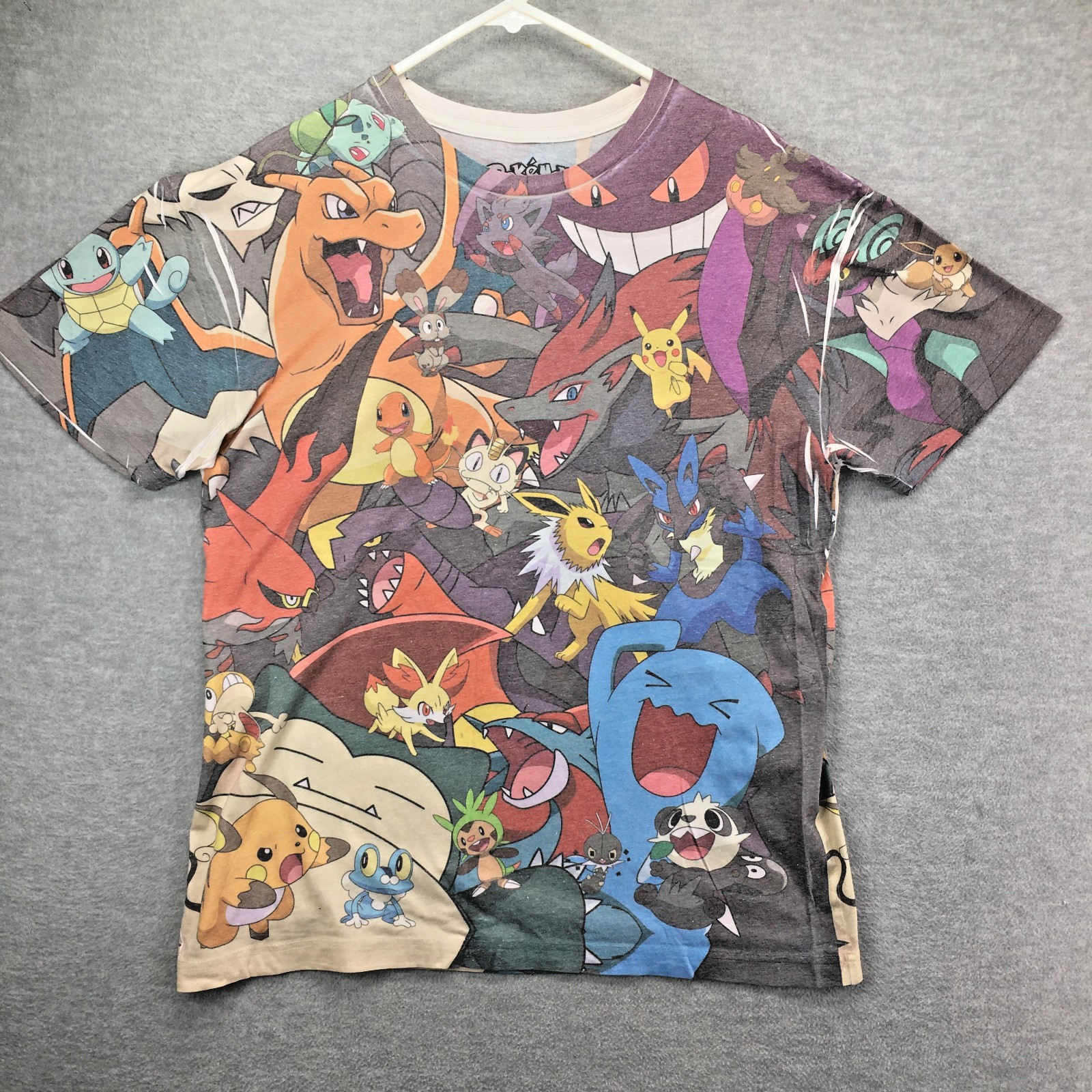 Pokemon All Over Print Tee Shirt Charizard Pikachu Nintendo Sz XL