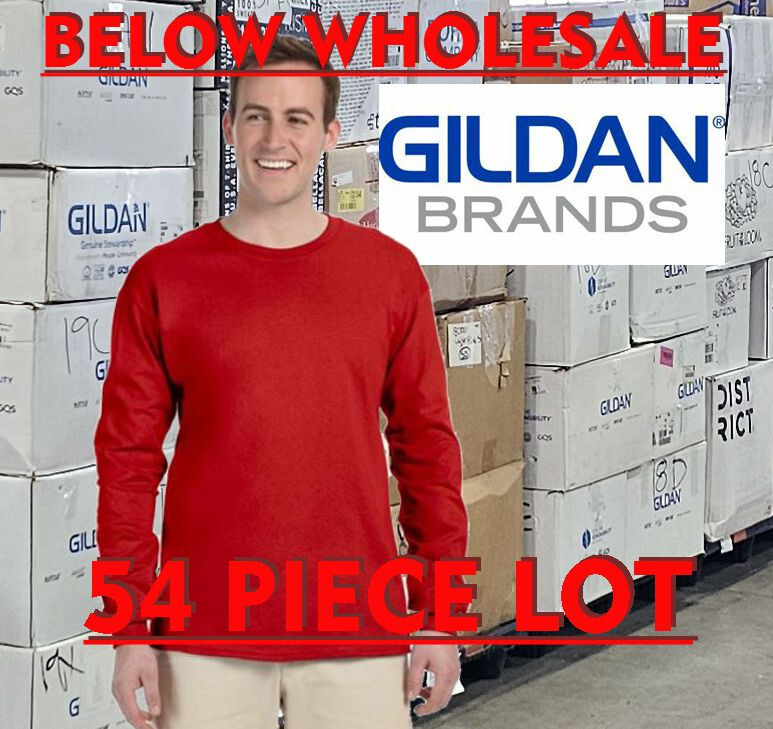 Below WHOLESALE Blank long sleeve T-Shirt -54 GILDAN 2400 Red Bulk Lot