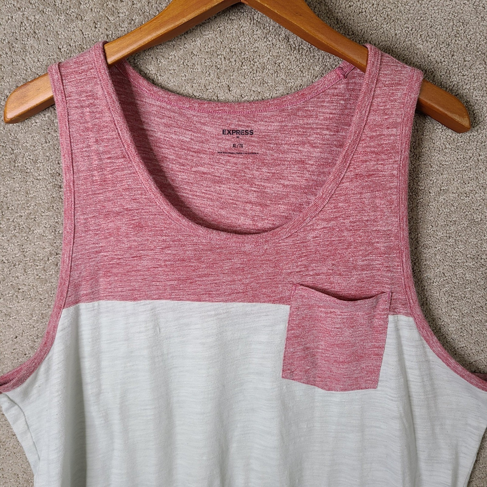 Express Shirt Mens XL Red White Gray Tank Top Colorblock Heather Cotton Blend