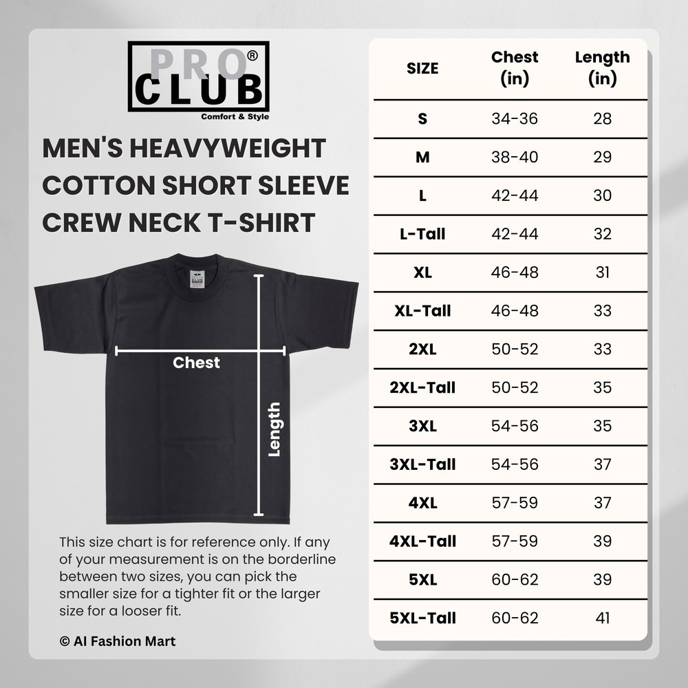 Pro Club Men’s Heavyweight Cotton Crew Neck Short Sleeve T-Shirt, Black