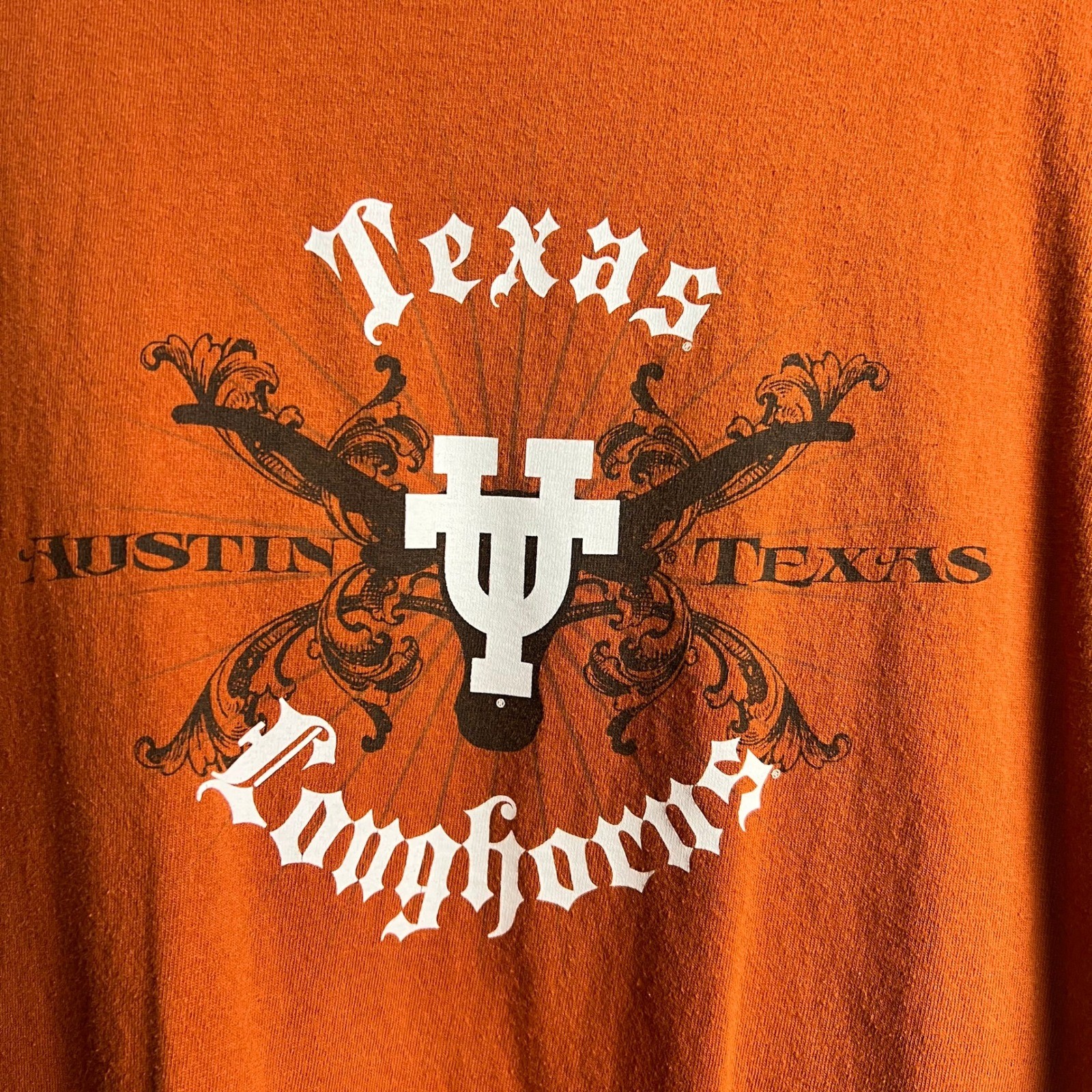 Set of 2 TX Longhorns Football Fan Graphic T Shirt Charcoal Gray L G Heathered