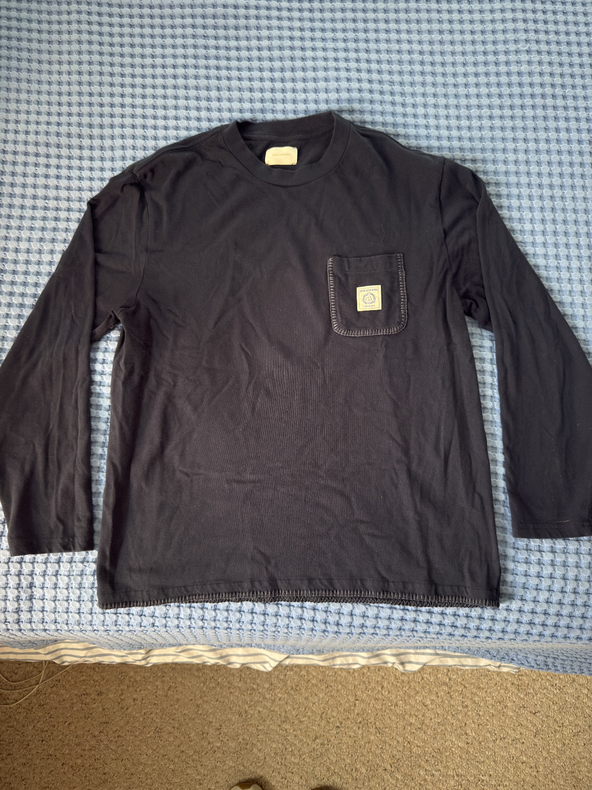 Aime Leon Dore ALD SS24 Artiste Ceramique Long Sleeve Pocket Tee T-Shirt Navy