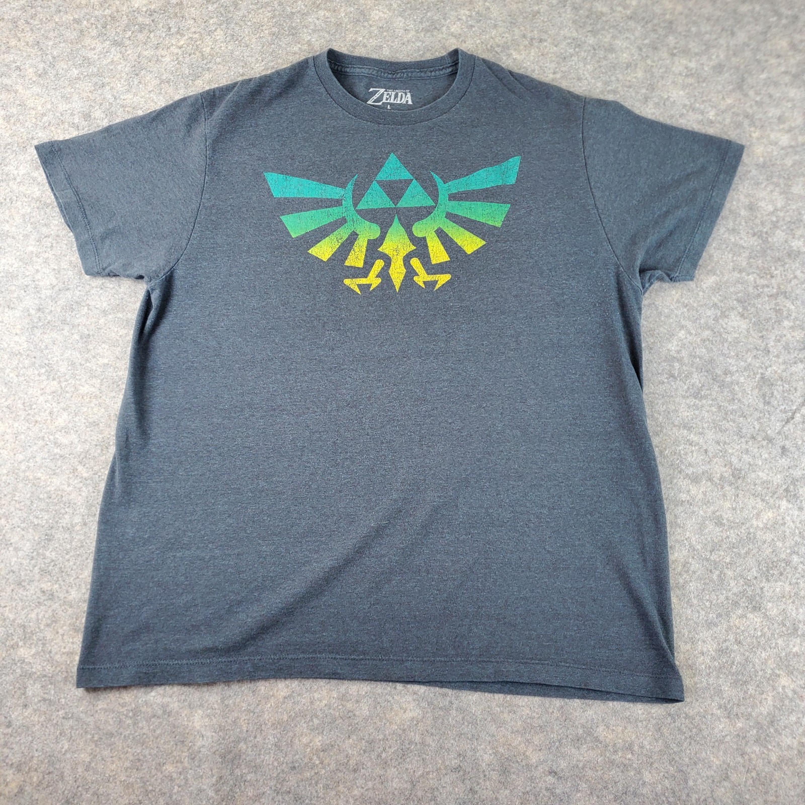 Legend Of Zelda Shirt Men Large Blue Gray Crew Neck Short Sleeve Graphic Stretch