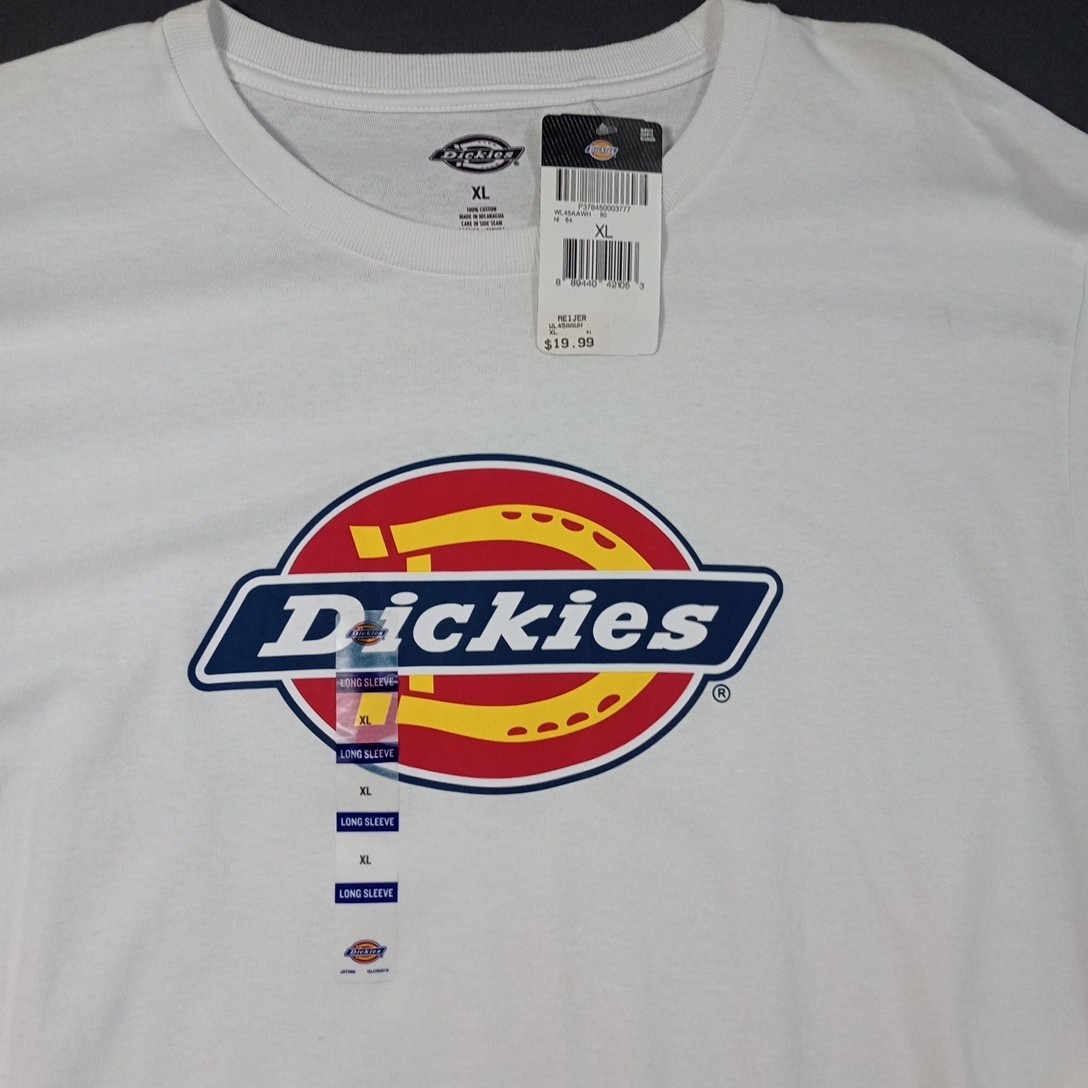 Dickies Mens XL Long Sleeve Tri-Color Logo Graphic T-Shirt Heavyweight Tee