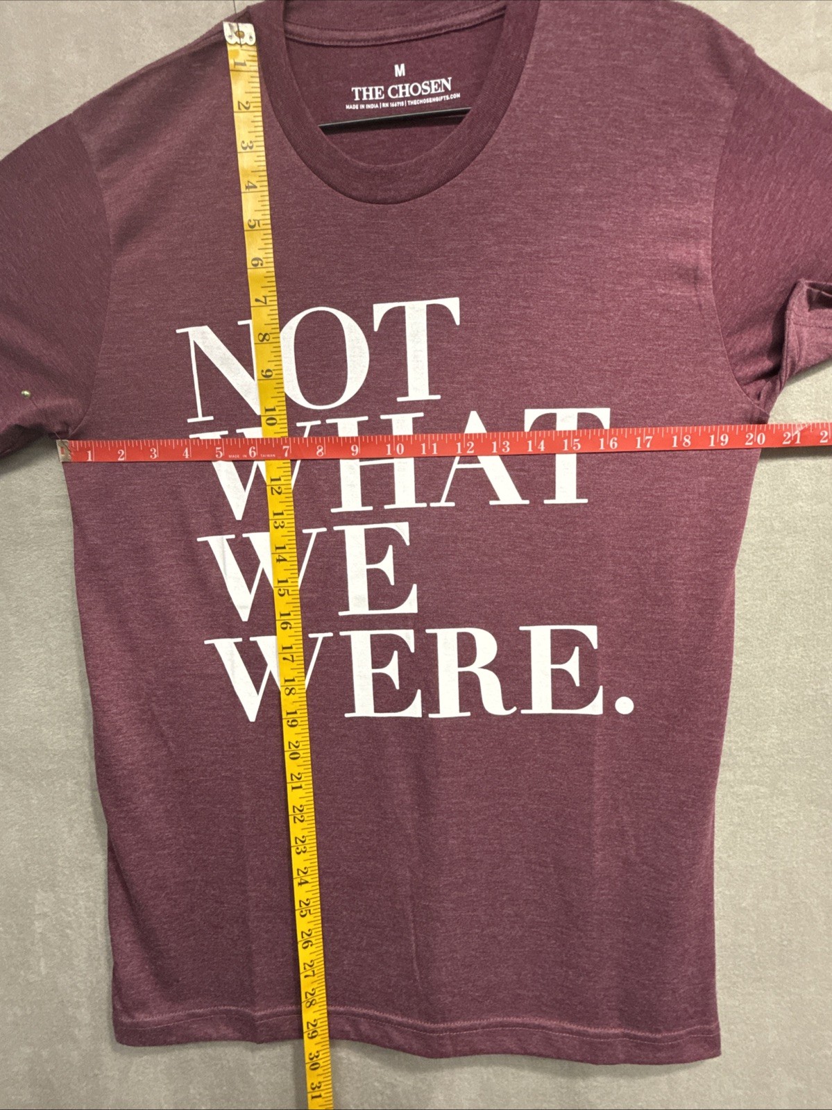 The Chosen New Made In India Plum “NOT WHAT WE WERE.” T-Shirt-Back Logo-Size Med