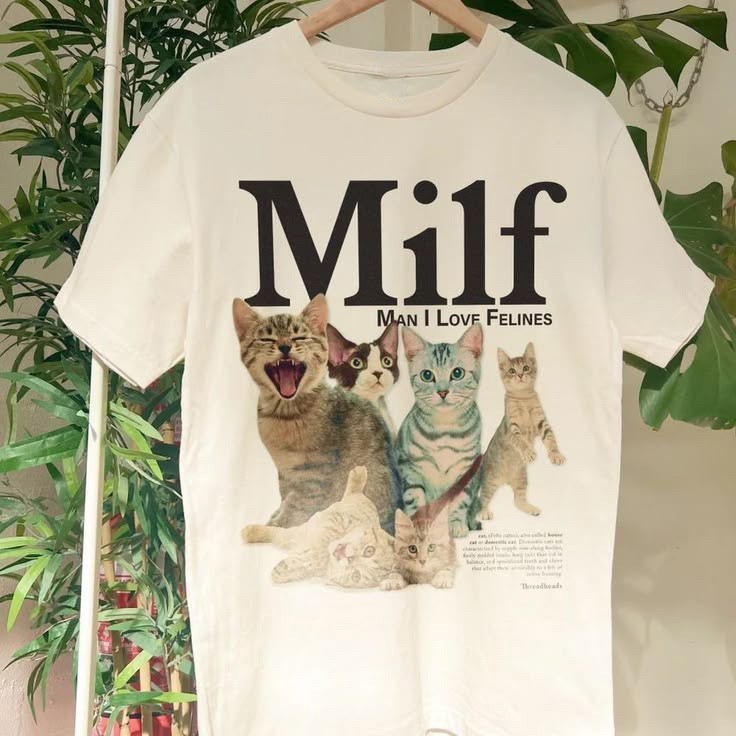 Funny Cat Meme T-Shirt, White With Black Full Size