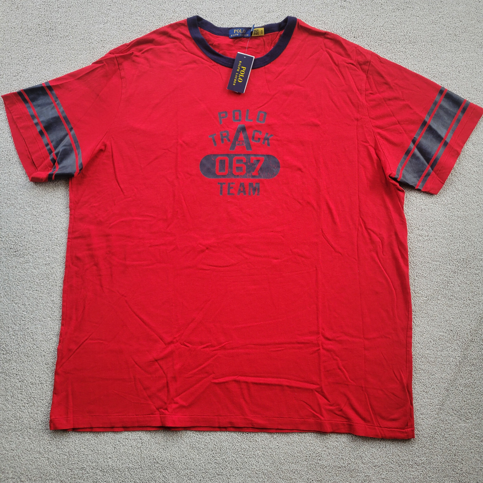 Polo Ralph Lauren Men Track Team Varsity Red Tee Big & Tall XLT New