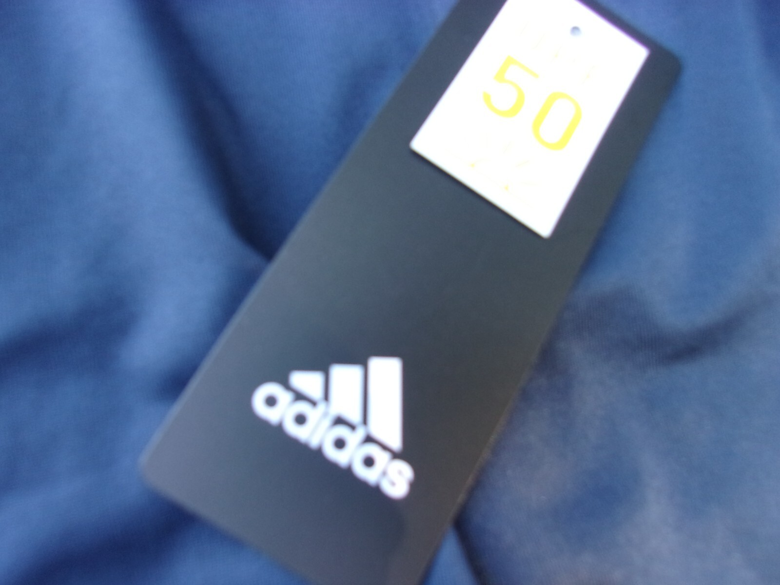 NWT Adidas polo, men’s L, navy blue, polyester, pointed collar, $65