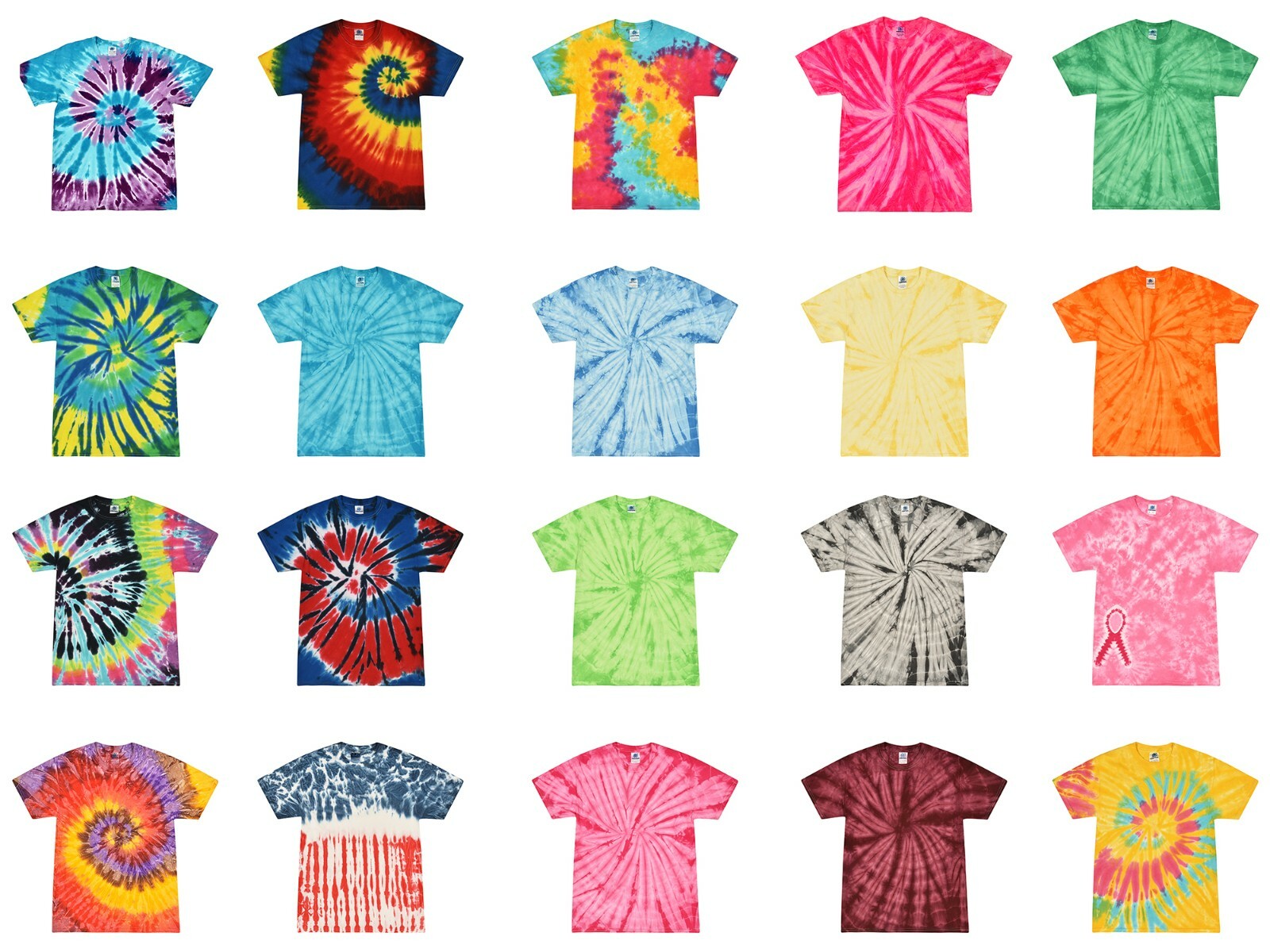 Multi-Color Tie Dye T-Shirts Adult SM – XXXXXL 100% Cotton Colortone