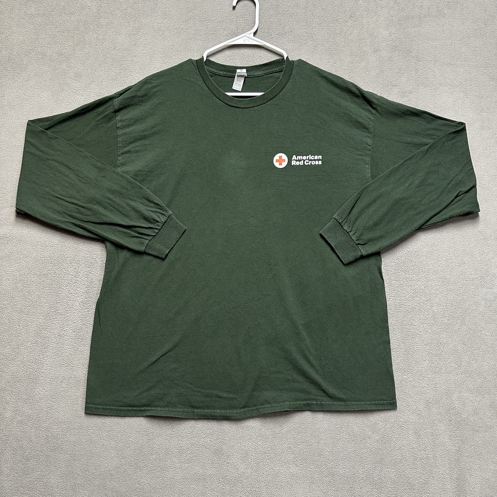 American Red Cross Yeti Set Donate Shirt Mens XL Dark Green Long Sleeve Graphic