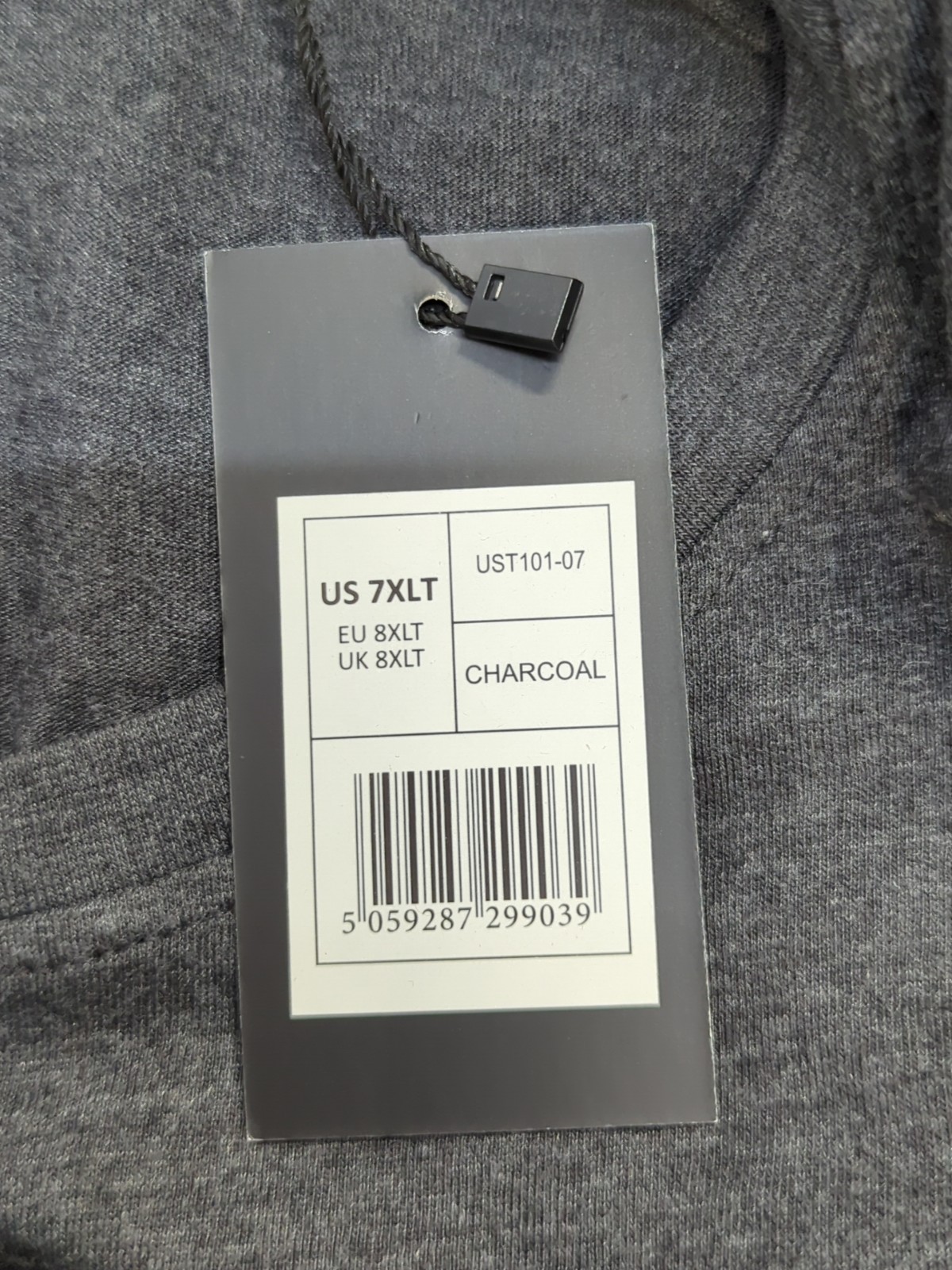 Bigdude Short Sleeve Plain Crew Neck Straight Hem T Shirt Size 7XL Charcoal