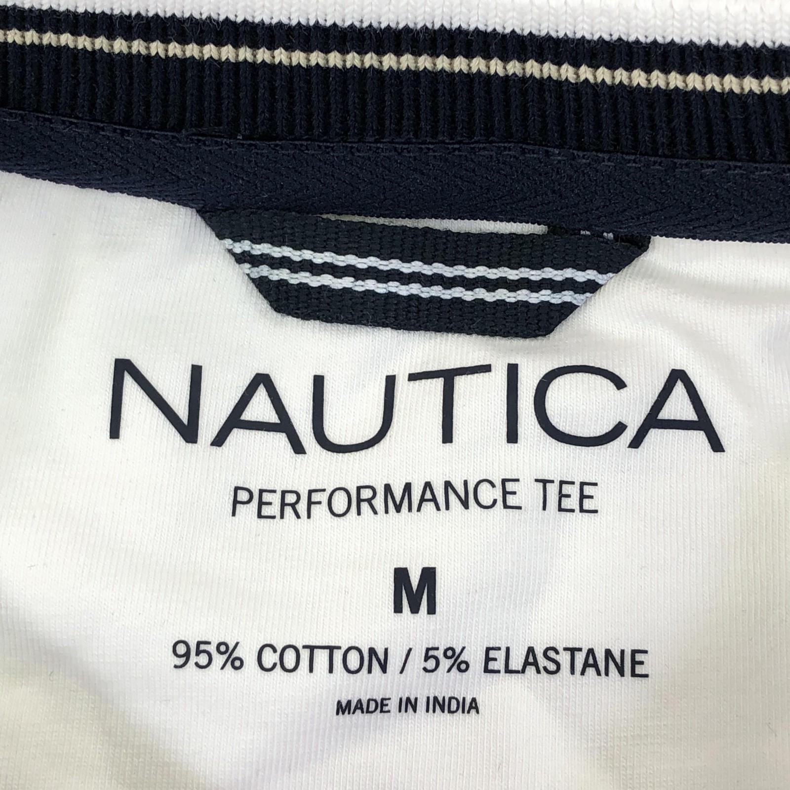 Nautica Shirt Mens Medium White Sail Logo Pocket Tee Tagless Ringer Nautical