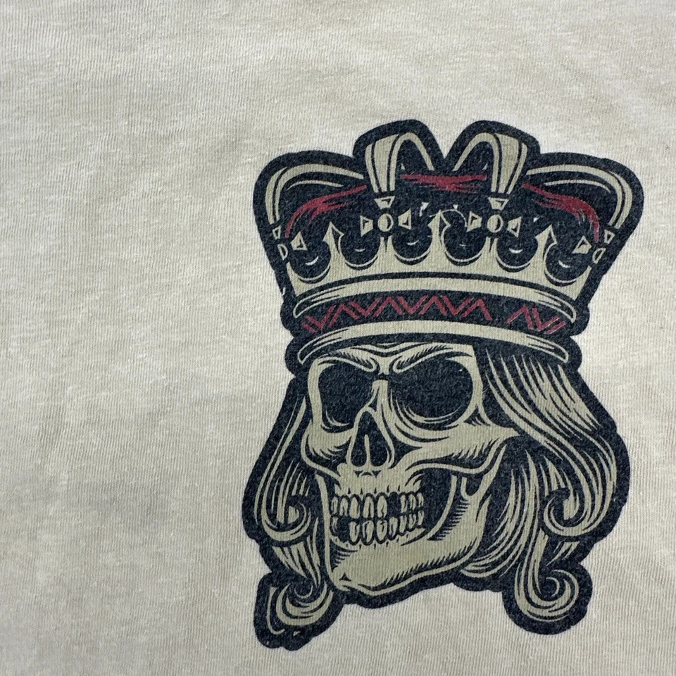 Brooklyn Vertical T-Shirt Graphic Print Skull King Tan Mens M * Actual Size SM *