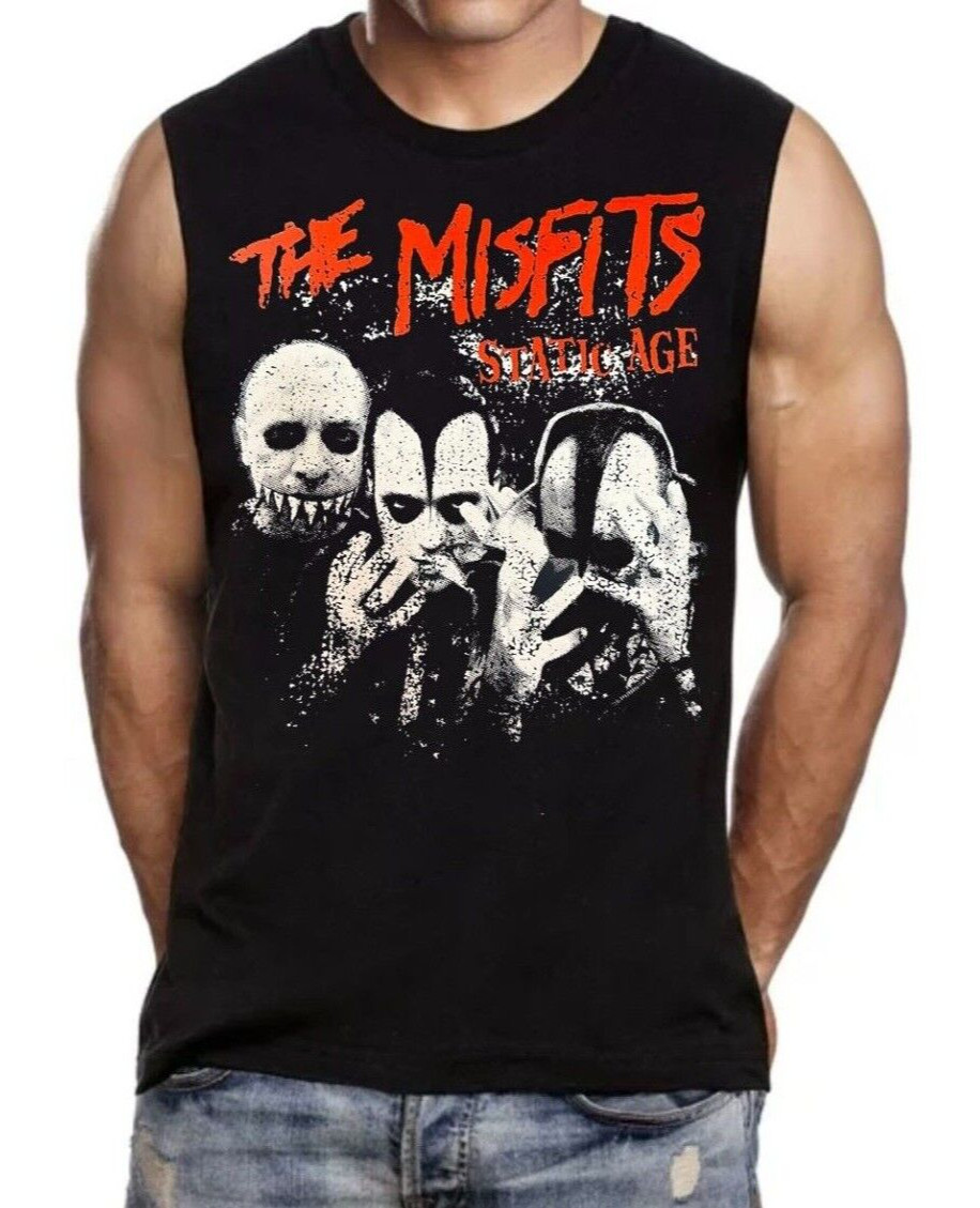 MISFITS STATIC AGE PUNK ROCK Band Black Muscle Shirt