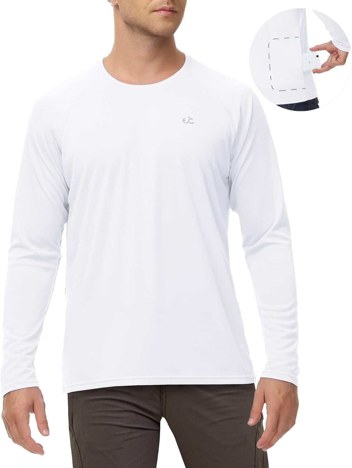 Men’s UPF 50+ Quick-Dry Rash Guard Long Sleeve Swim Fishing Shirt