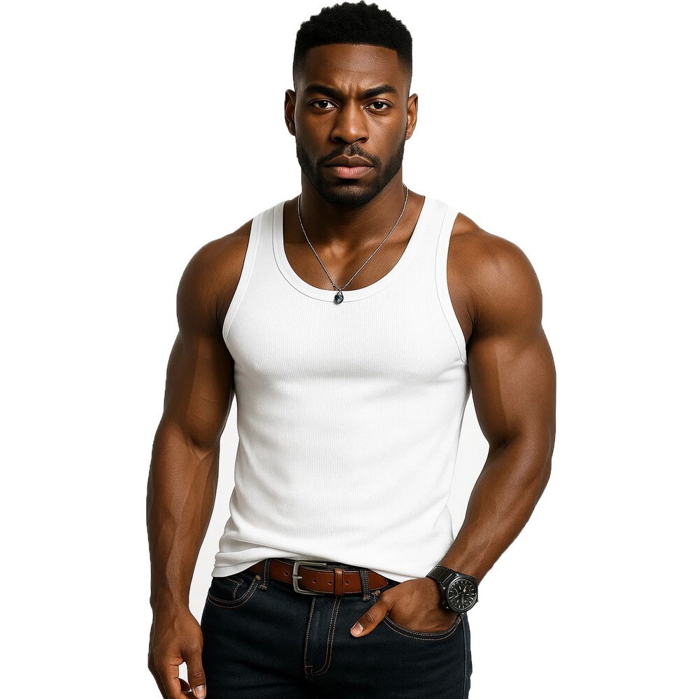 1 3 6 Packs Men 100% Cotton Ribbed Tank Top A-Shirt Wife Beater Undershirts Lot