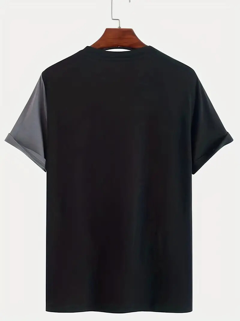 T Shirt Mens Black Gray Faith Cross Colorblock Short Sleeve Fashion Graphic Soft