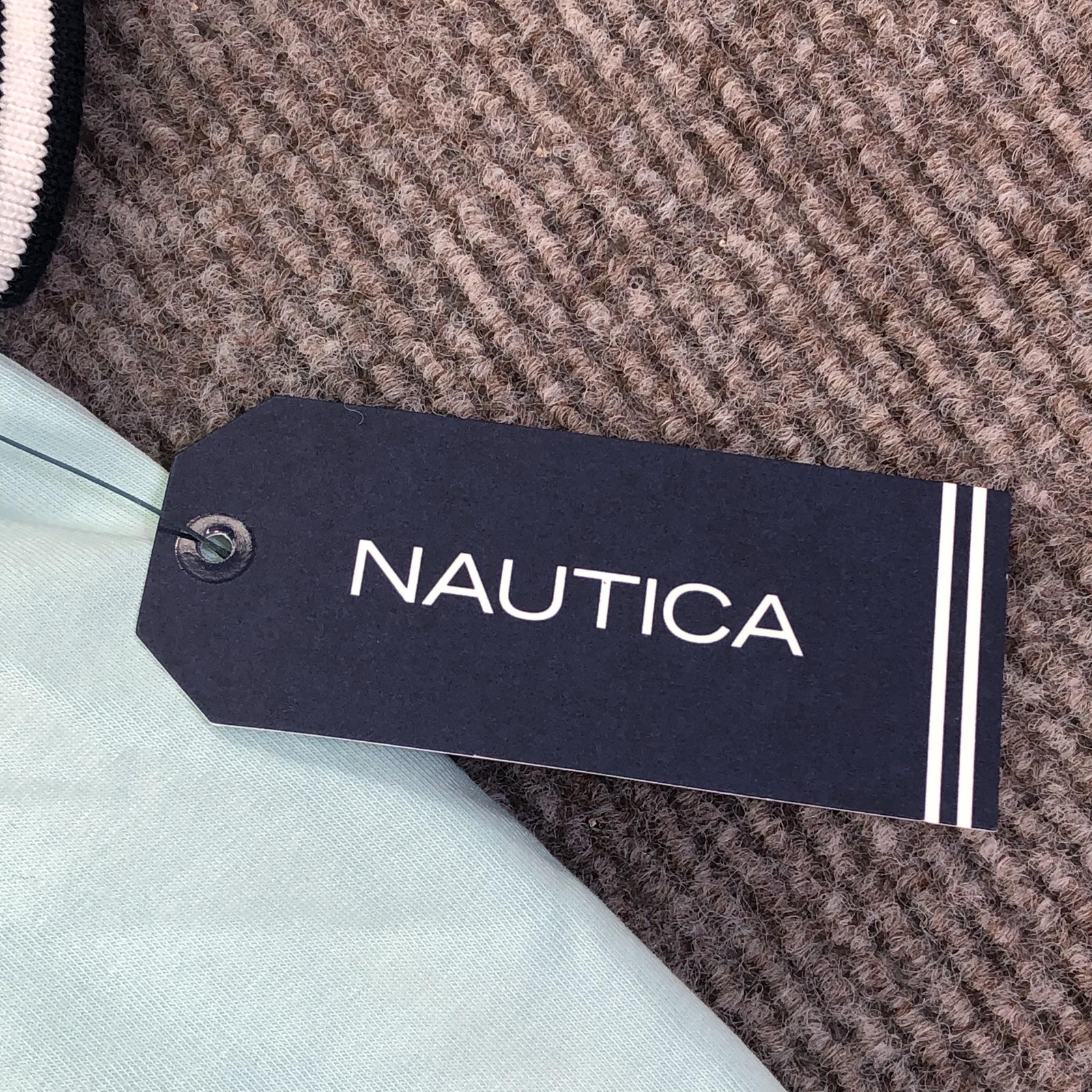Nautica Shirt Mens Medium Blue Performance Sail Logo Tee Tagless Nautical Ringer