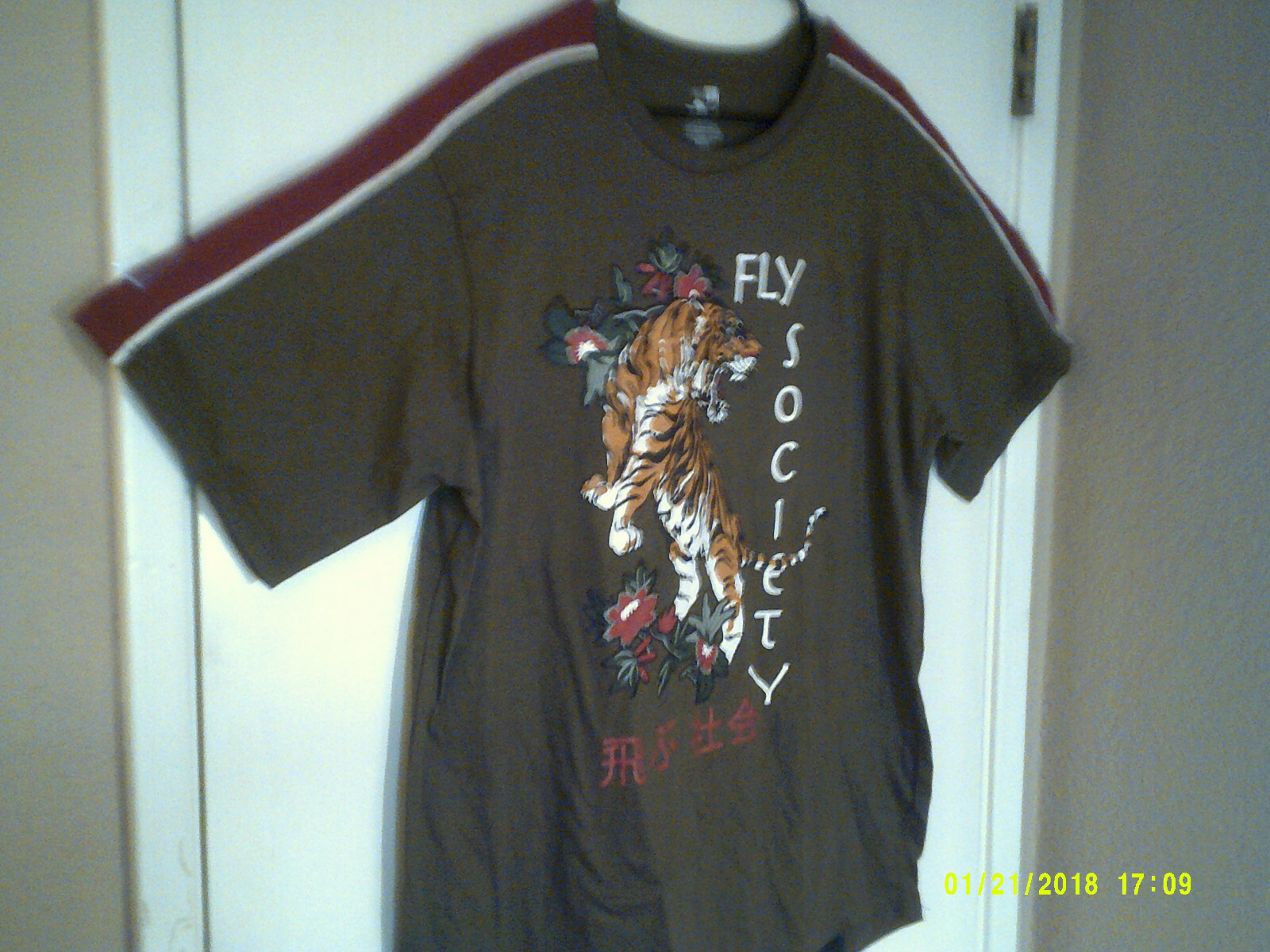 LY SOCIETY “Angry Tiger Tee” MEN’S OLIVE MULTI-COLOR T-SHIRT XL