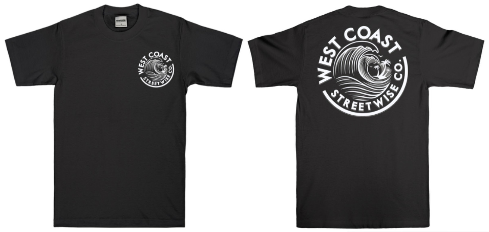 Streetwise Wave Coast Graphic T-Shirt Black M-L-XL-2XL-3XL-4XL-5XL
