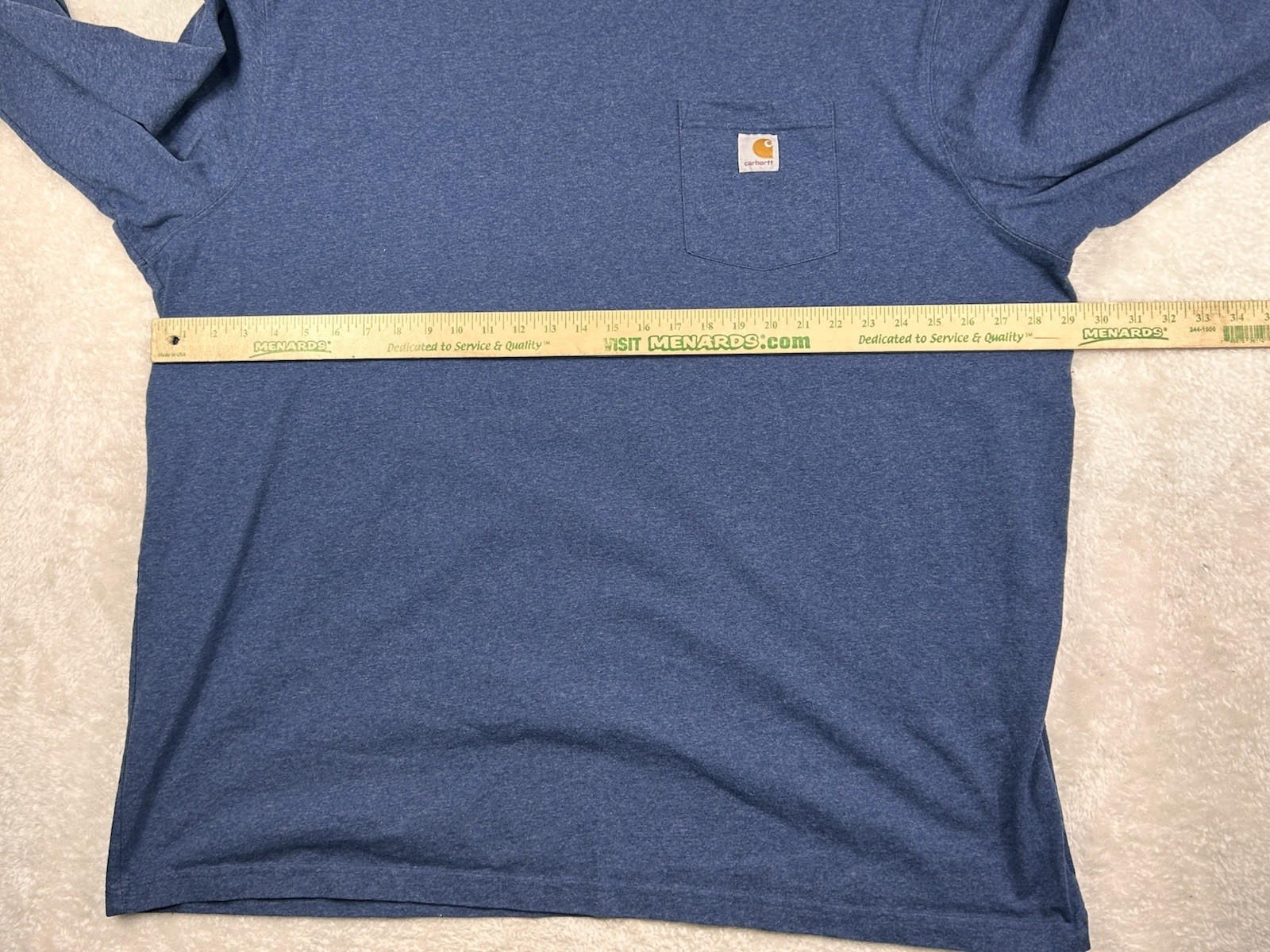 Carhartt K126 Men’s Heavyweight Long-Sleeve Pocket T-Shirt Blue 3XLT Loose Fit