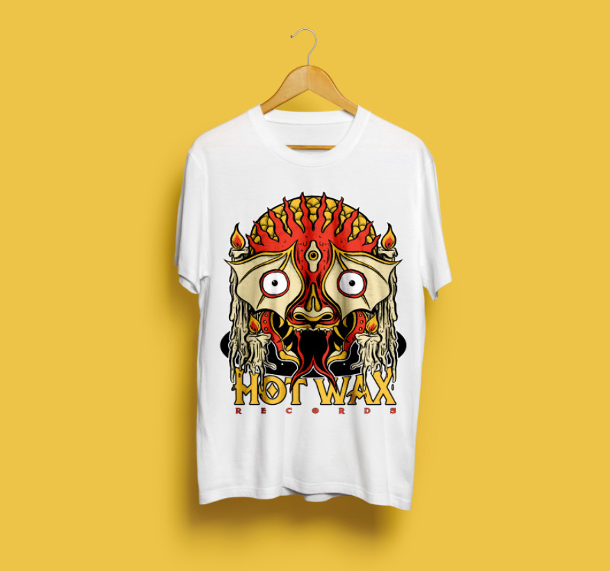 ~ Hot Wax Records Stanley Stella Organic Cotton Wax Beast ~ White T-Shirt Tee ~