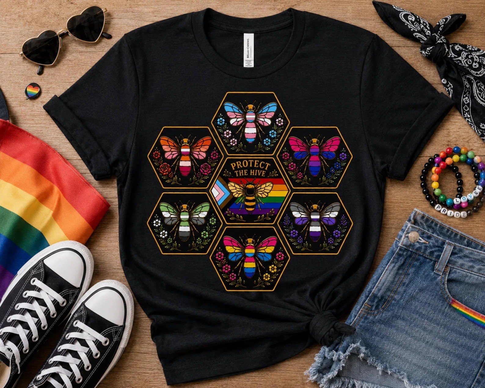 Protect the Hive Pride Shirt, LGBTQ Bee T Shirt, Queer Community Tee T-Shirt