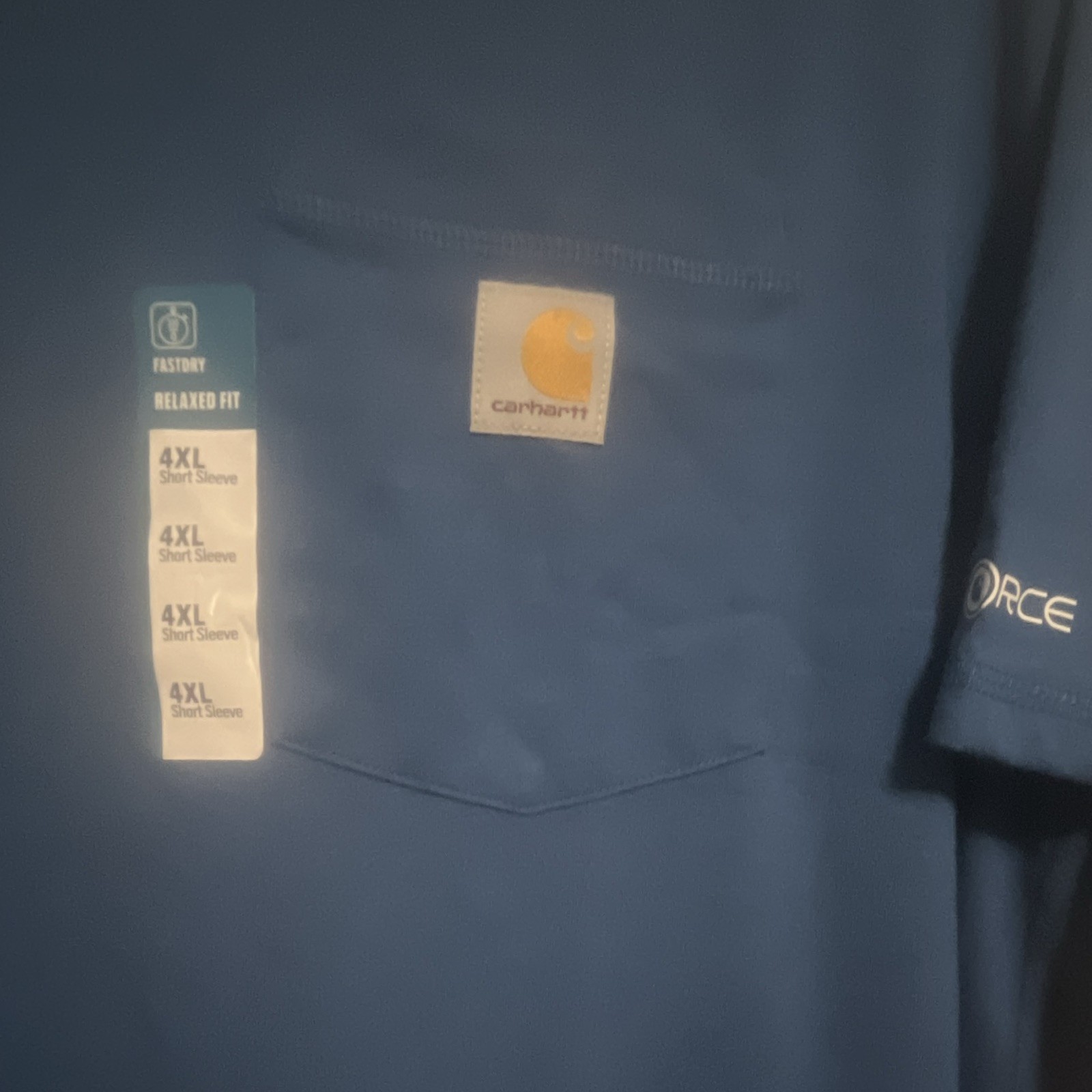 Carhartt Force Men’s 4XL Regular Relaxed Fit Blue UPF 25 Logo Pocket Tee