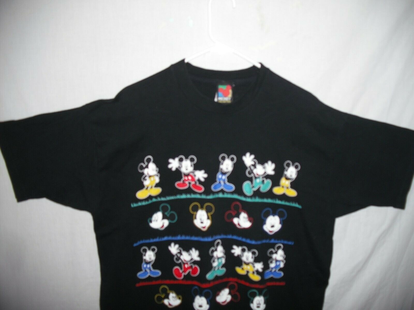Disney Mickey Unlimited Men’s Black T-shirt Yellow Red Blue Green Size XXL 2XL