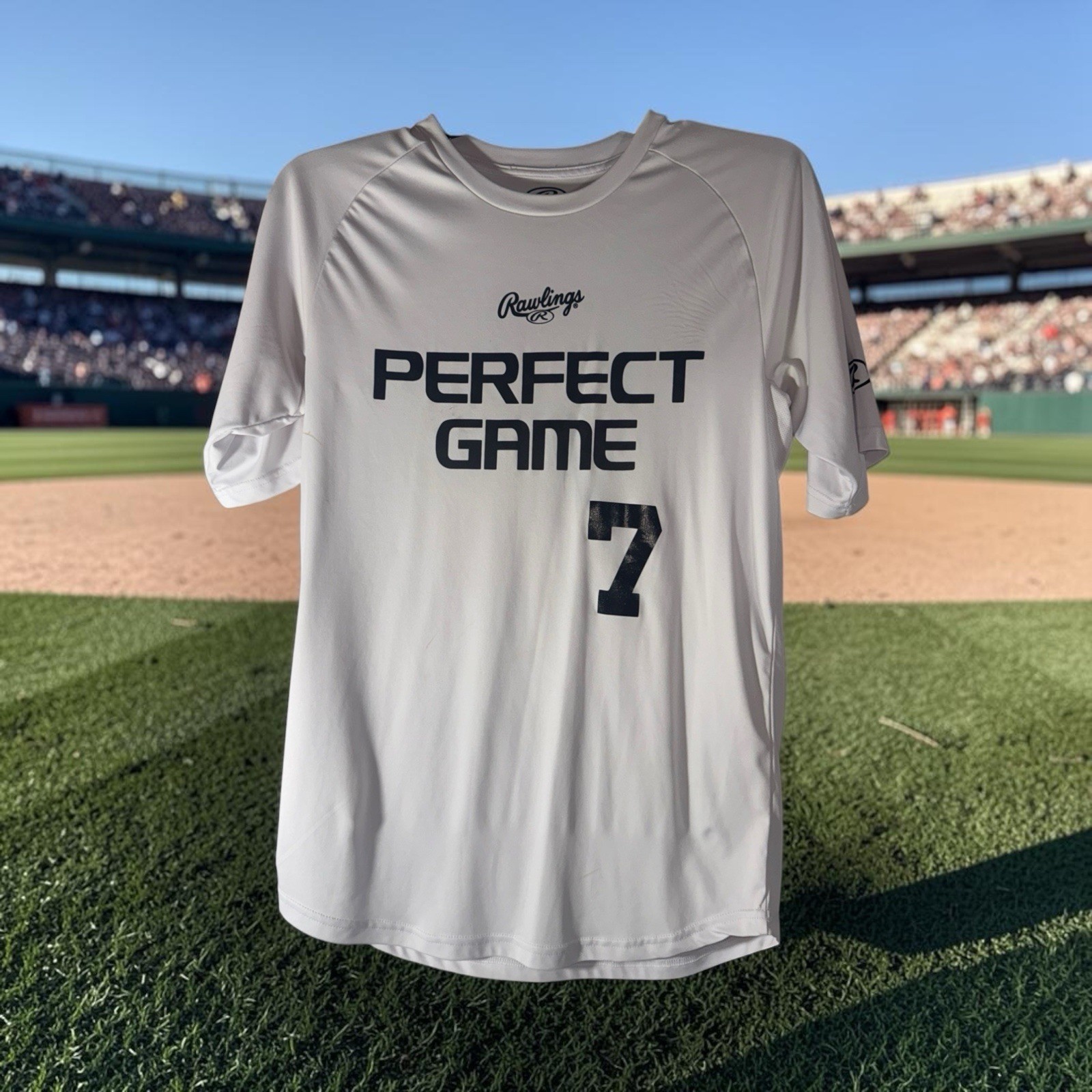 Rawlings Perfect Game Shirt White #7 Softball Baseball Size Medium
