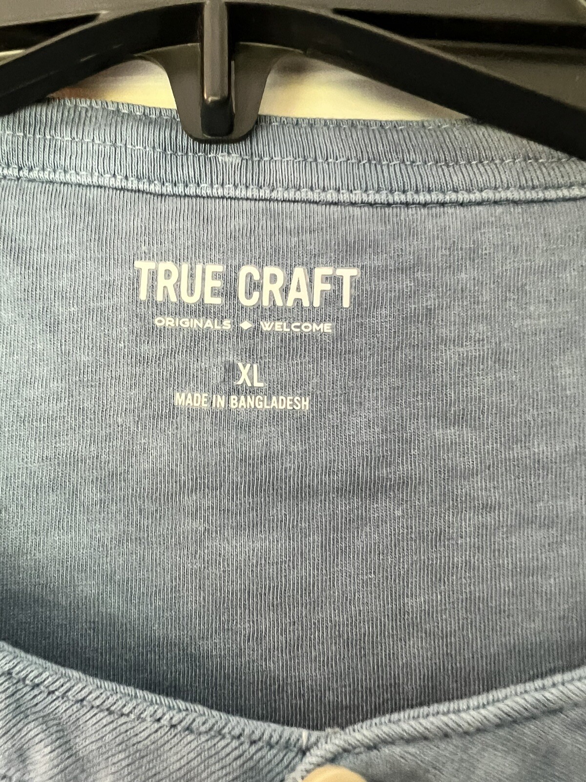 True Craft Men’s Henley T-Shirt Blue NWT Size XL Spring/Summer see description