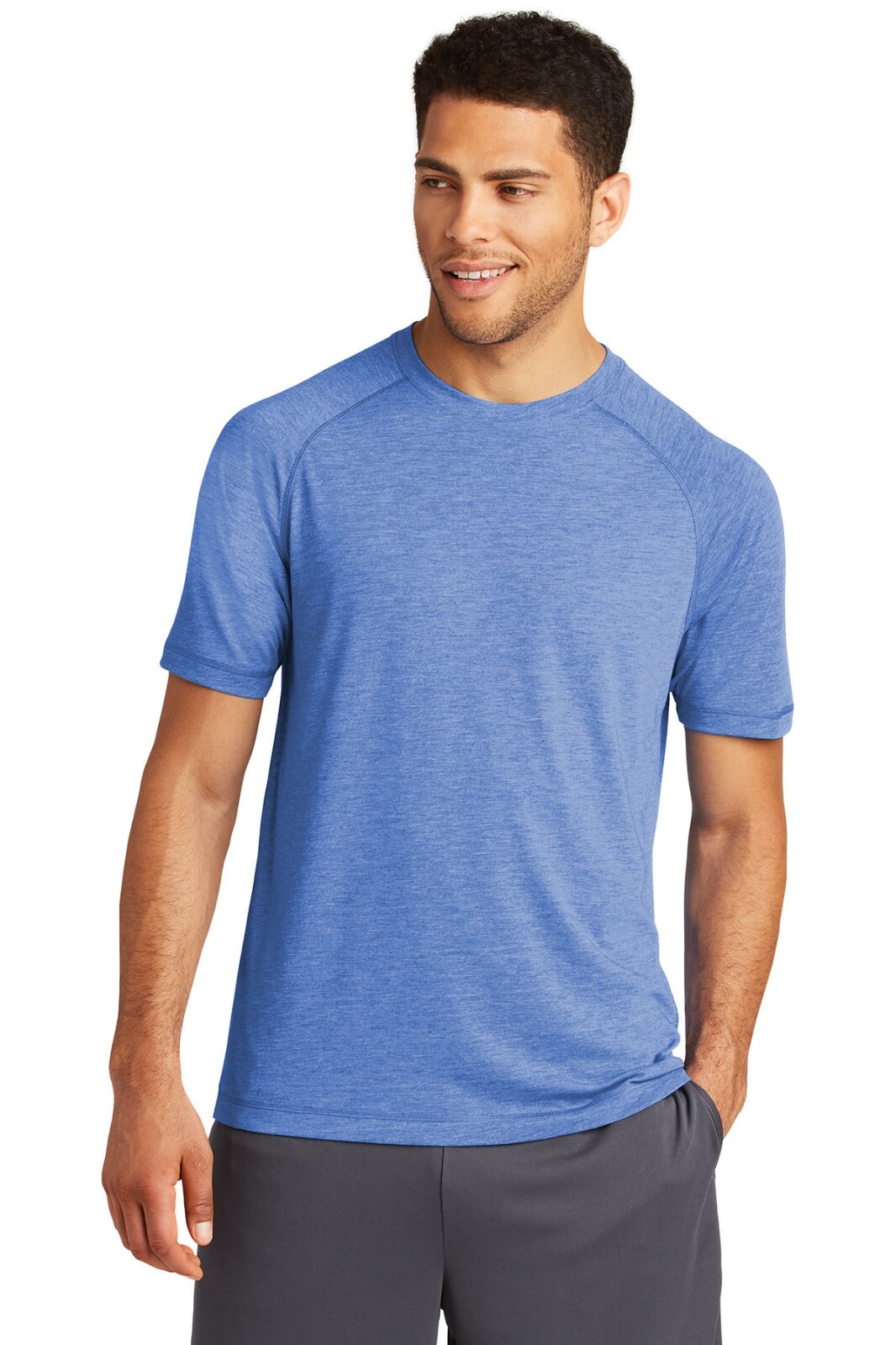 Sport-Tek ST400 Mens Short Sleeve PosiCharge Tri Blend Wicking Raglan T-Shirt