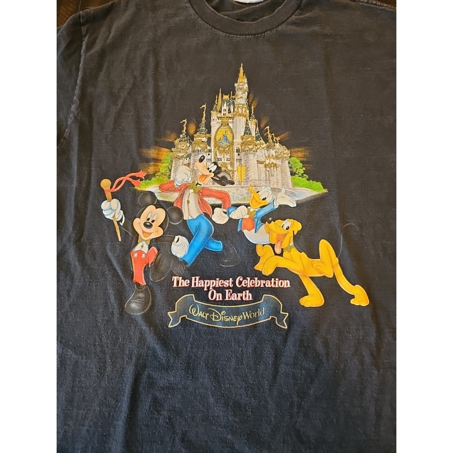 Walt Disney World Mens Black Happiest Celebration on Earth Shirt Size L