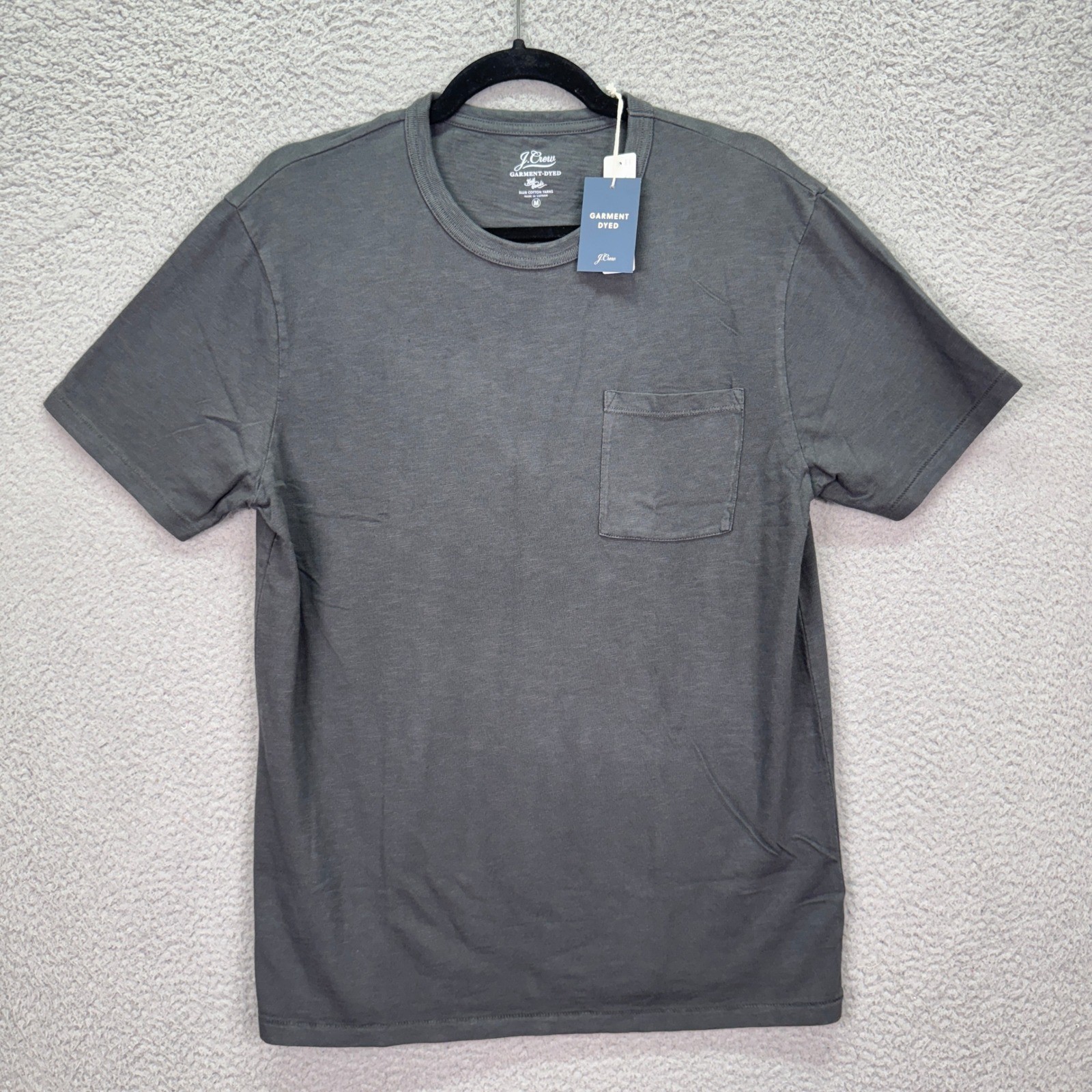 J Crew Tshirt Mens M Charcoal Gray Garment Dyed Slub Cotton Pocket Tee Preppy