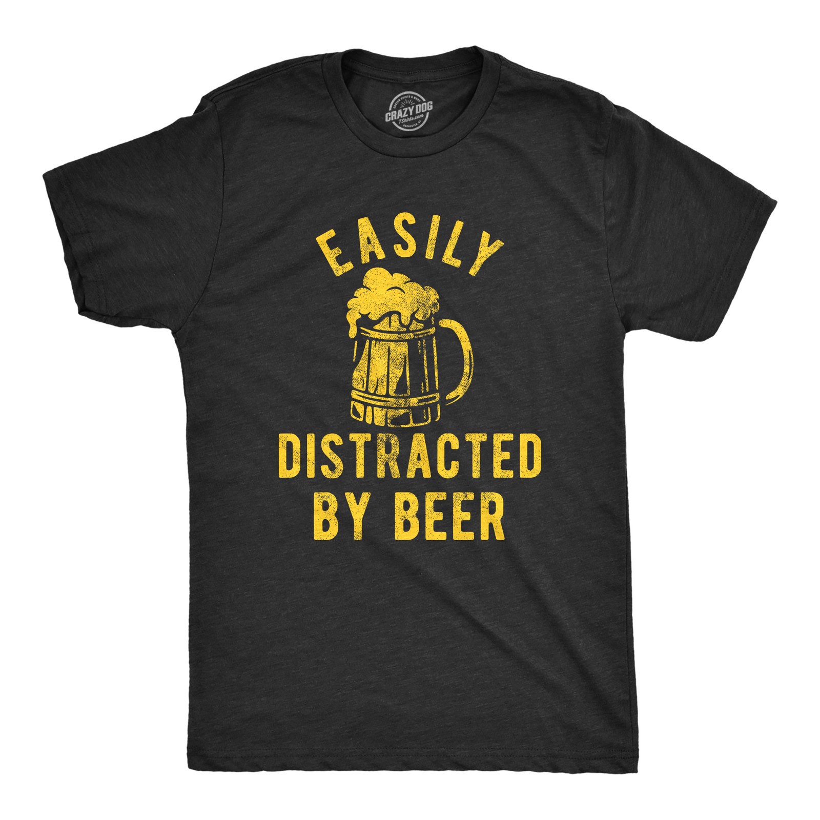Mens Easily Distracted By Beer T Shirt Funny Drinking Graphic Novelty Tee for