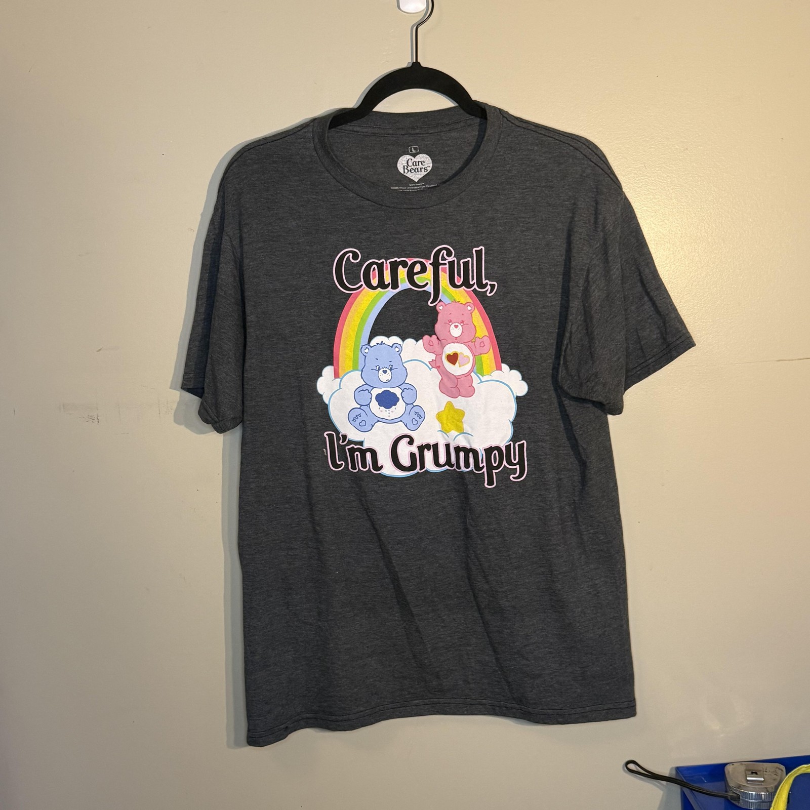Ripple Junction Shirt Mens L Gray Care Bears Graphic Crew Neck Tagless
