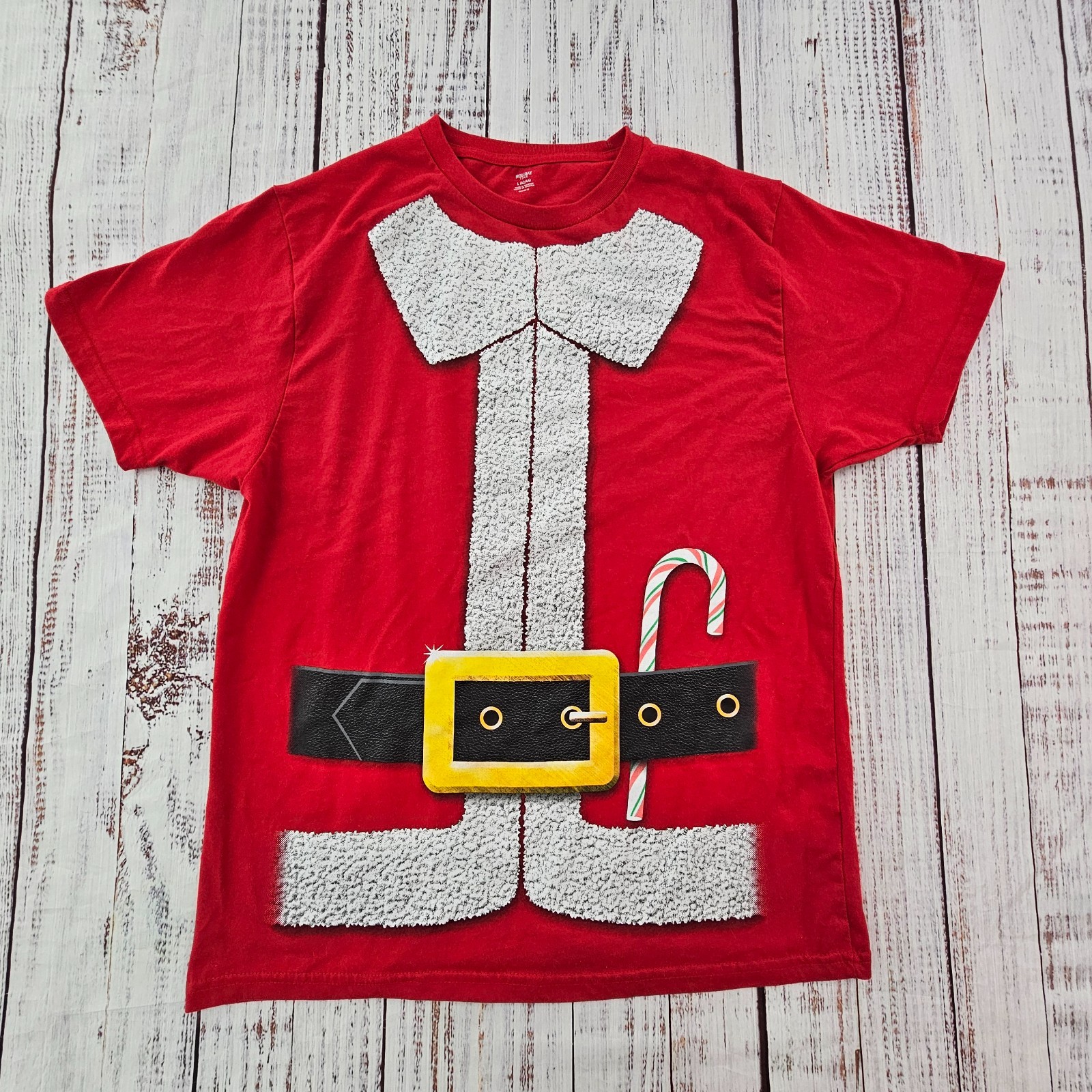 Holiday Time Red Santa Suit Short Sleeve Tee Men’s Large (42/44)