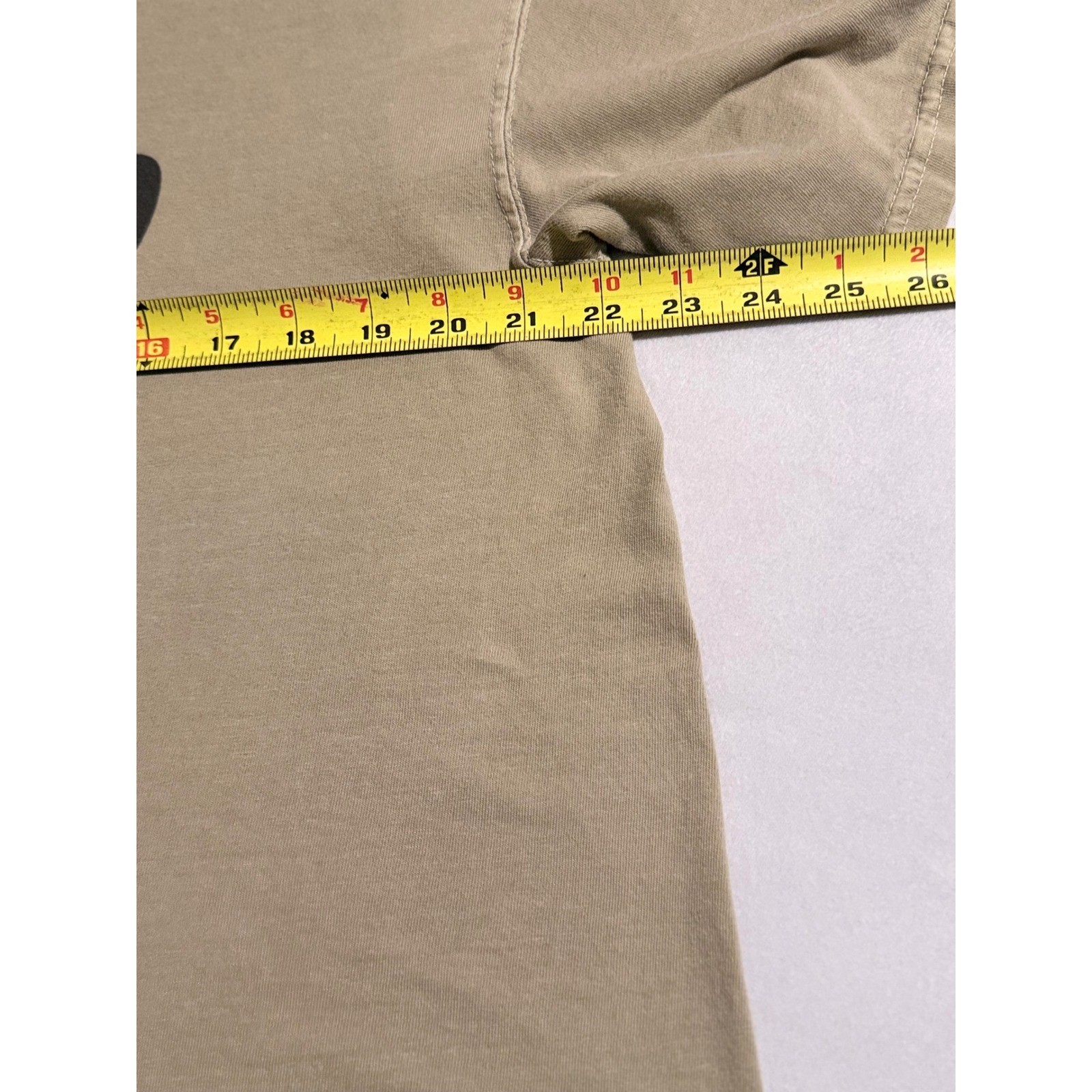 Comfort Colors Mens Graphic T-Shirt Khaki Tan Flame P Logo Short Sleeve Tee L