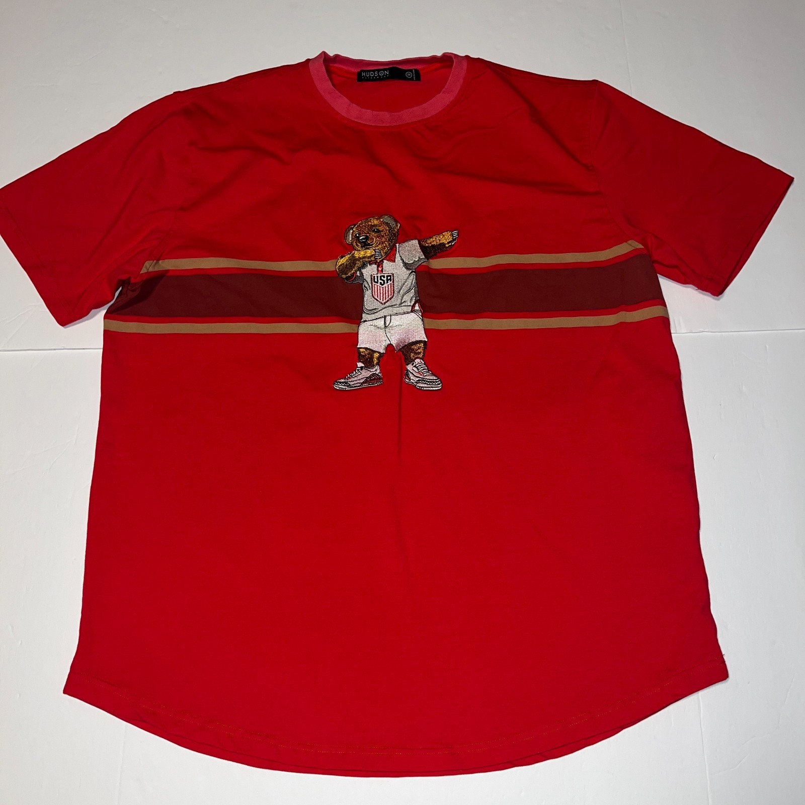 Hudson Clothing embroidered Team USA soccer bear dab tshirt rare 3XL