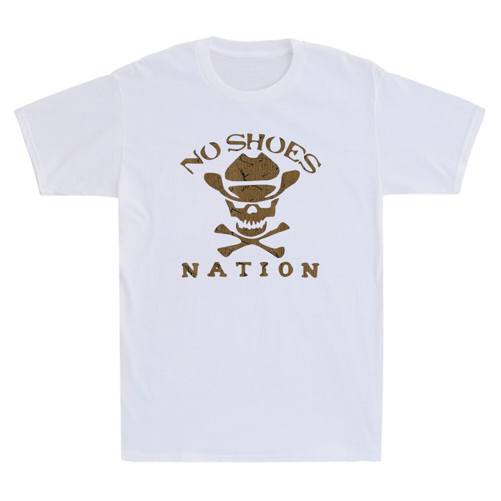 No Shoes No Nation Funny Cowboy Skull Sayings Shoes Quote Vintage Men’s T-Shirt