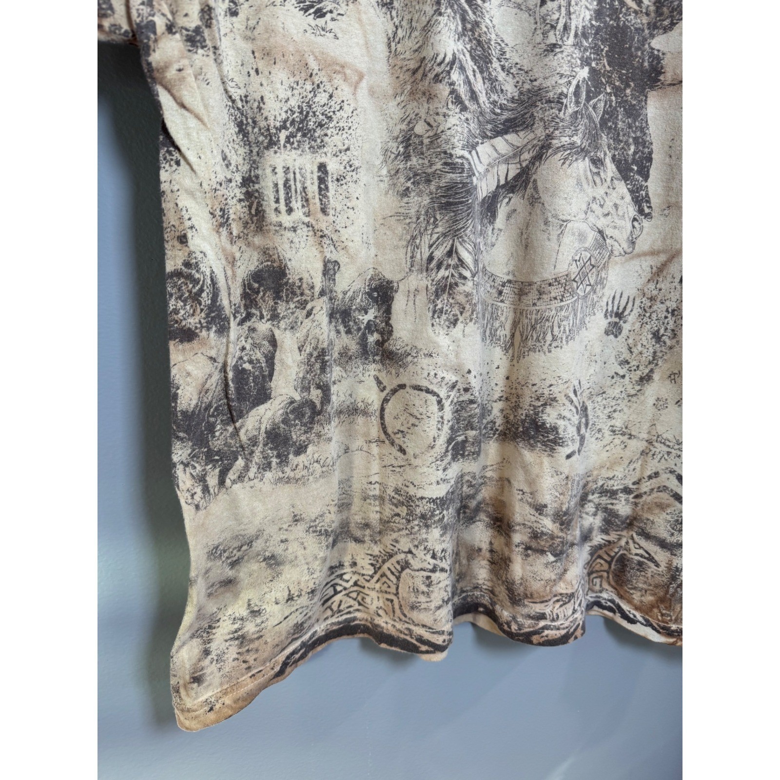 Mens Native American Indian Chief Wolf Eagle Graphic T Shirt All Over Print