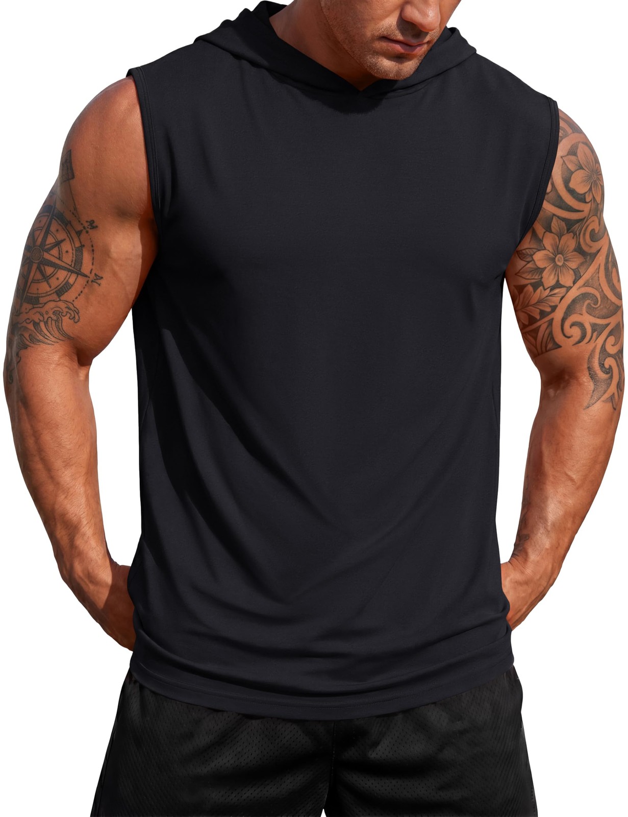 Sleeveless Hoodies for Men UPF 50+ Moisture Wicking Breathable Workout Athlet…