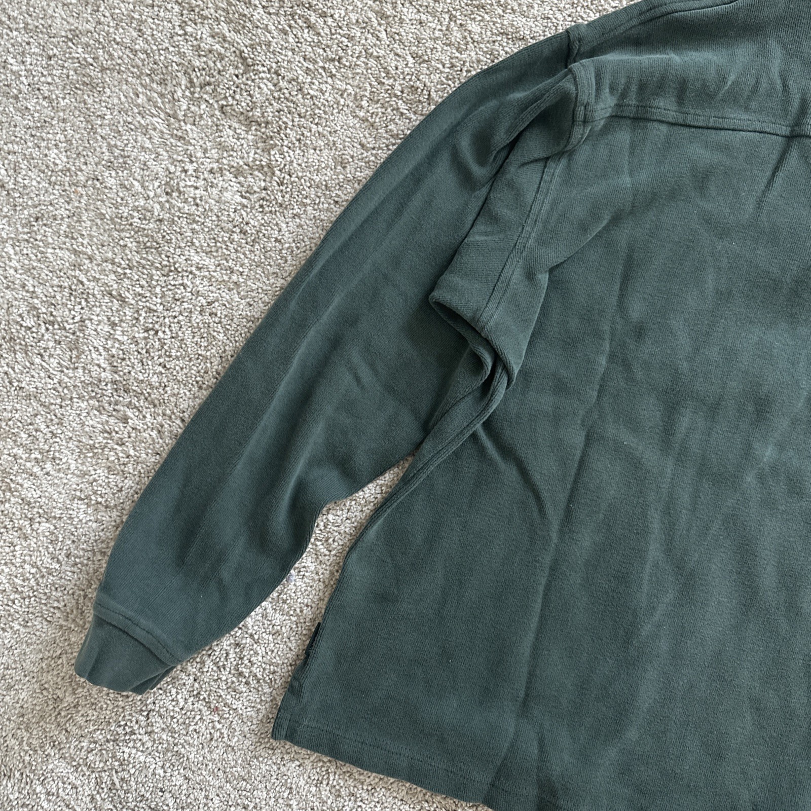 IZOD 1/4 Zip Pullover Mens Large L Forest Green 100% Cotton Mock Neck Sweatshirt